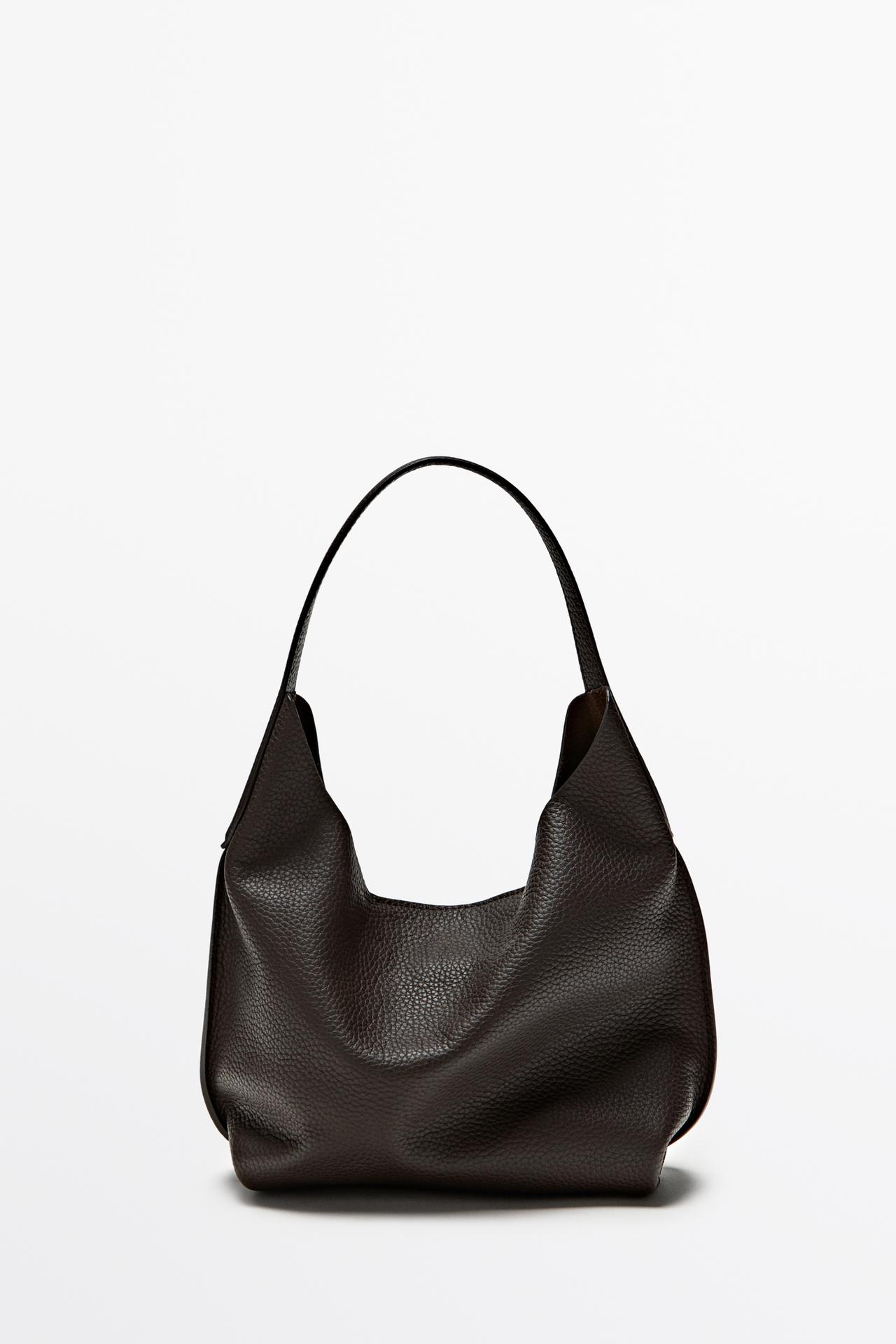 Nappa leather mini shoulder bag — BROWN