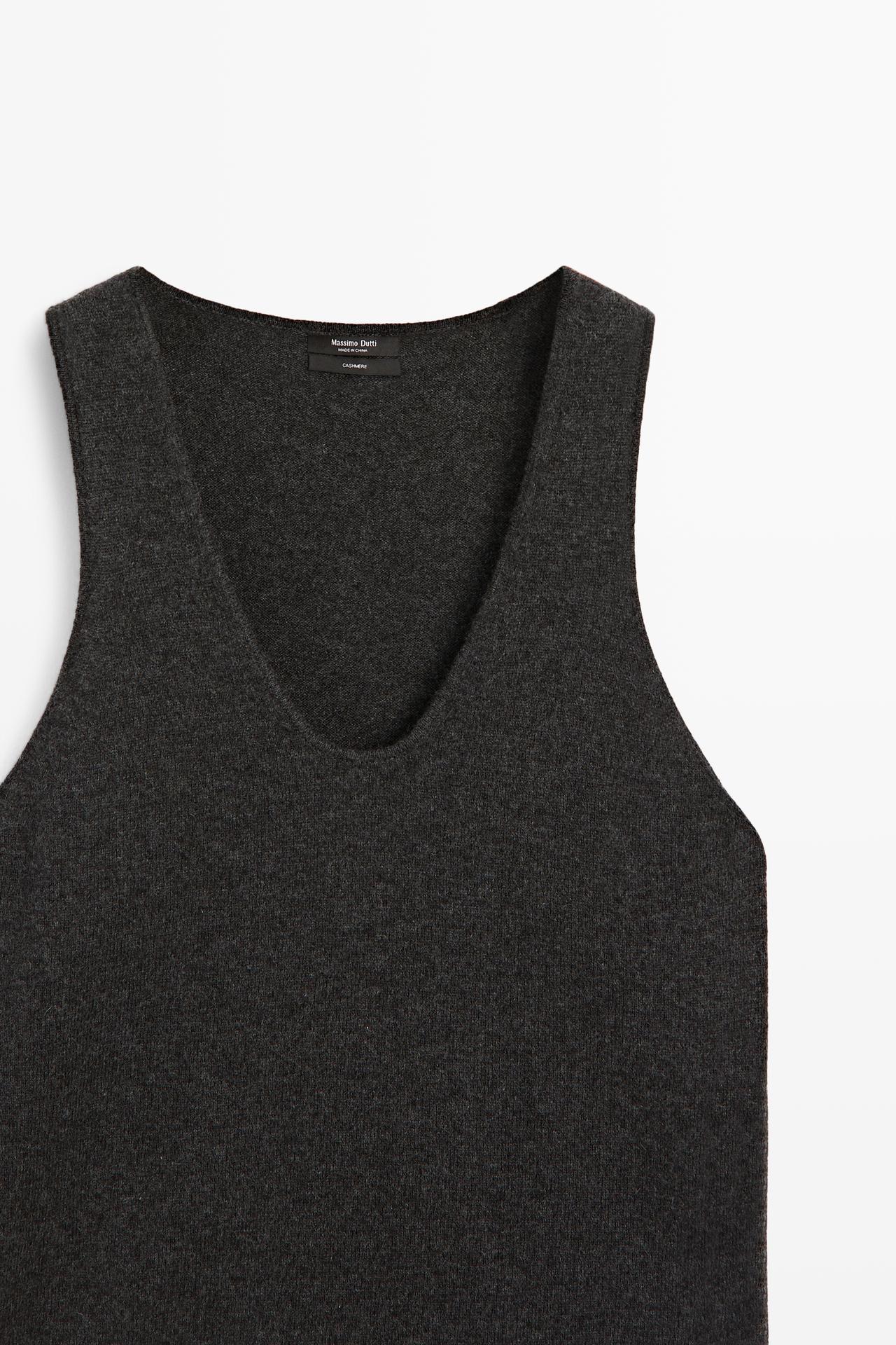 100% Cashmere Knit Top — GREY