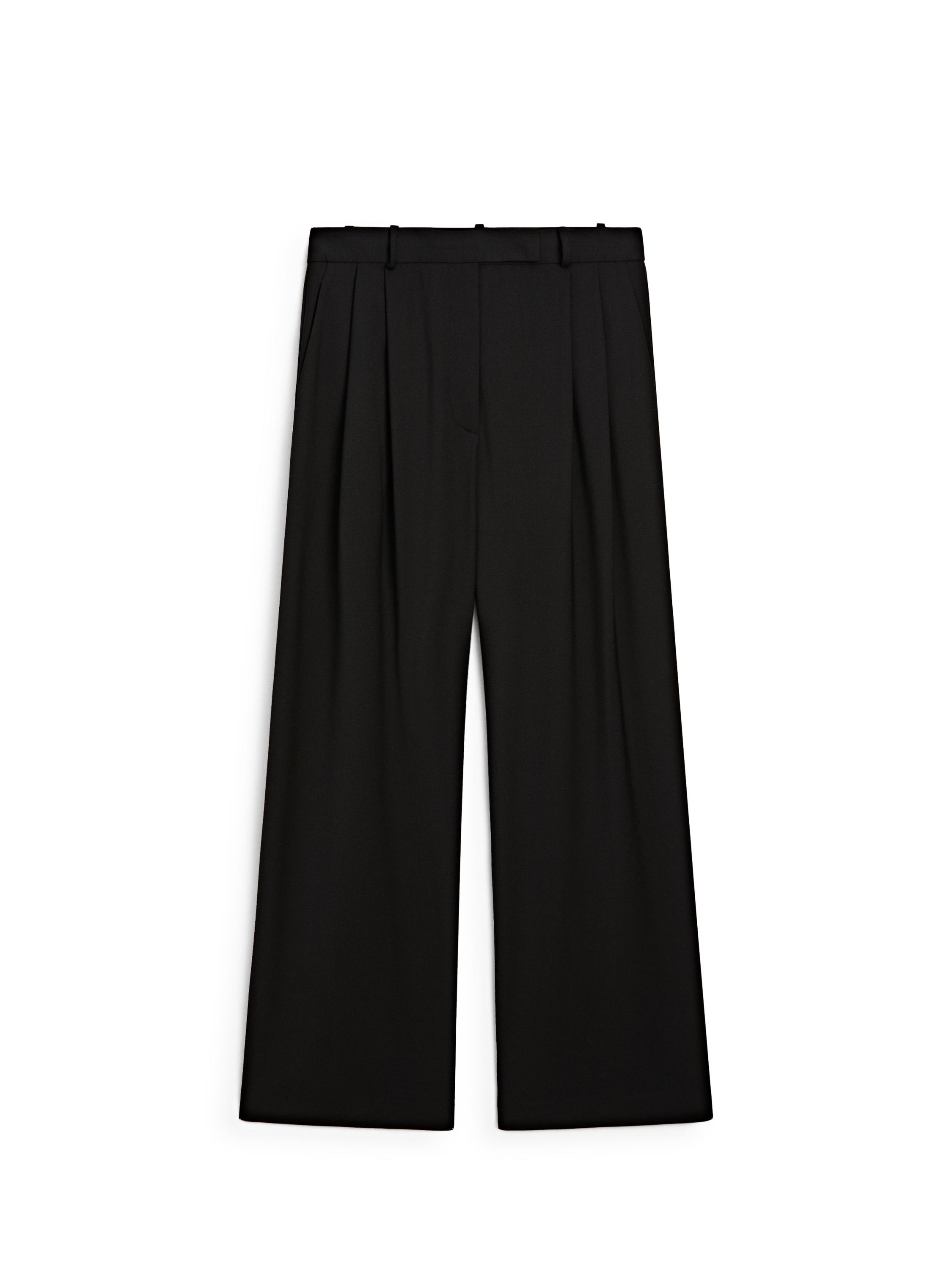 Wide-leg trousers with darts - STUDIO — BLACK