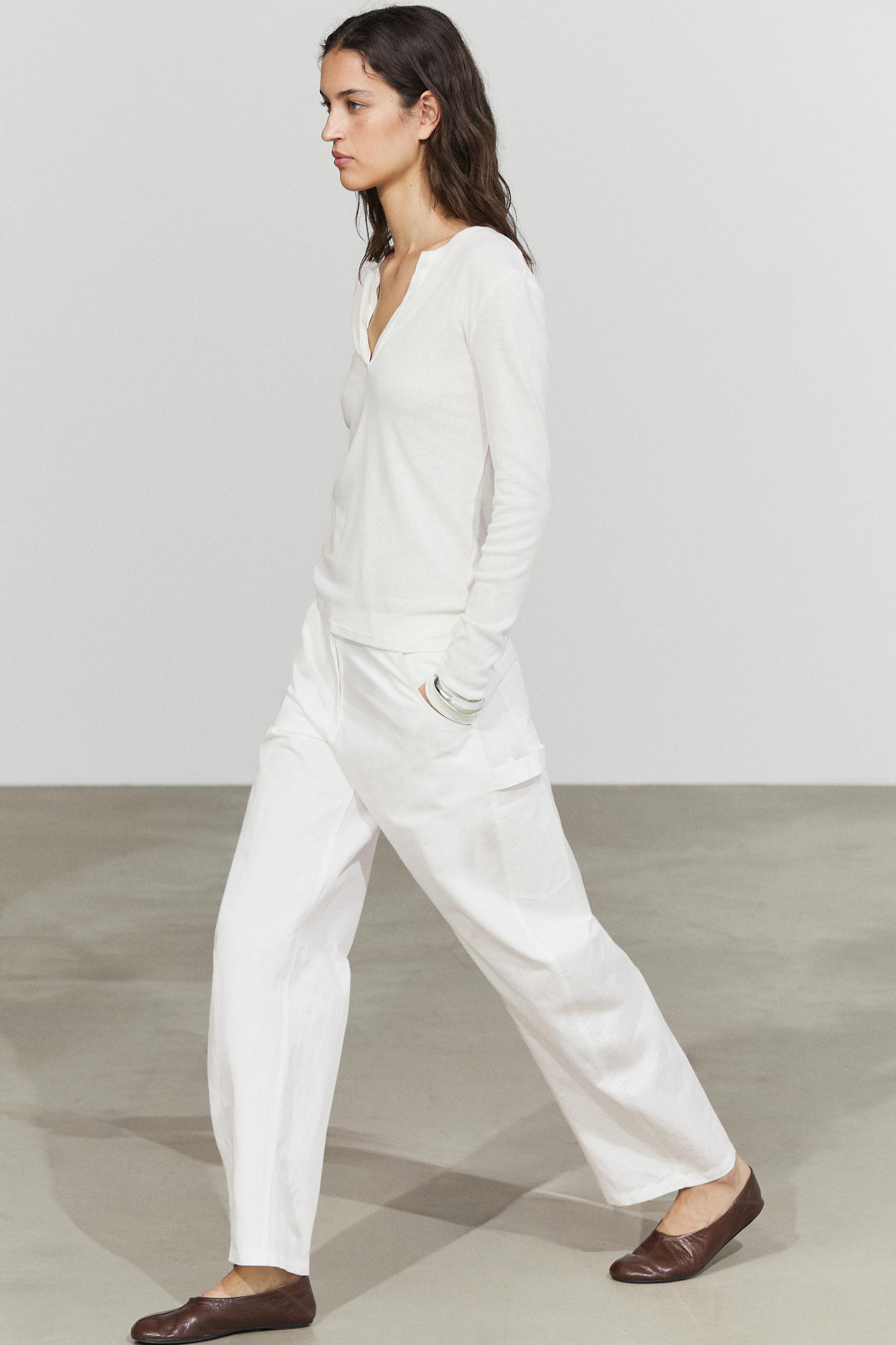 Cotton cargo pants — WHITE