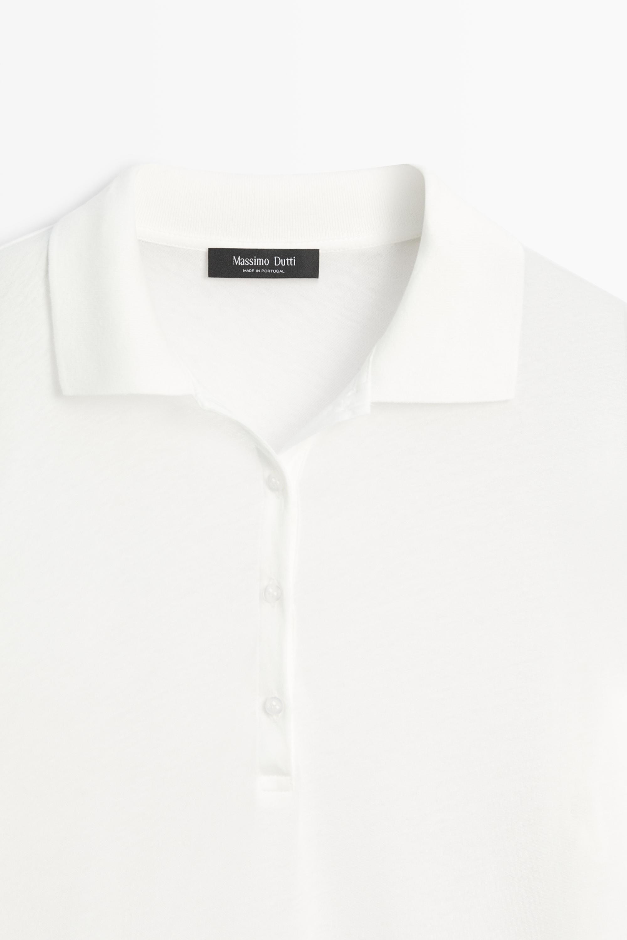 100% cotton long sleeve polo shirt — Off white