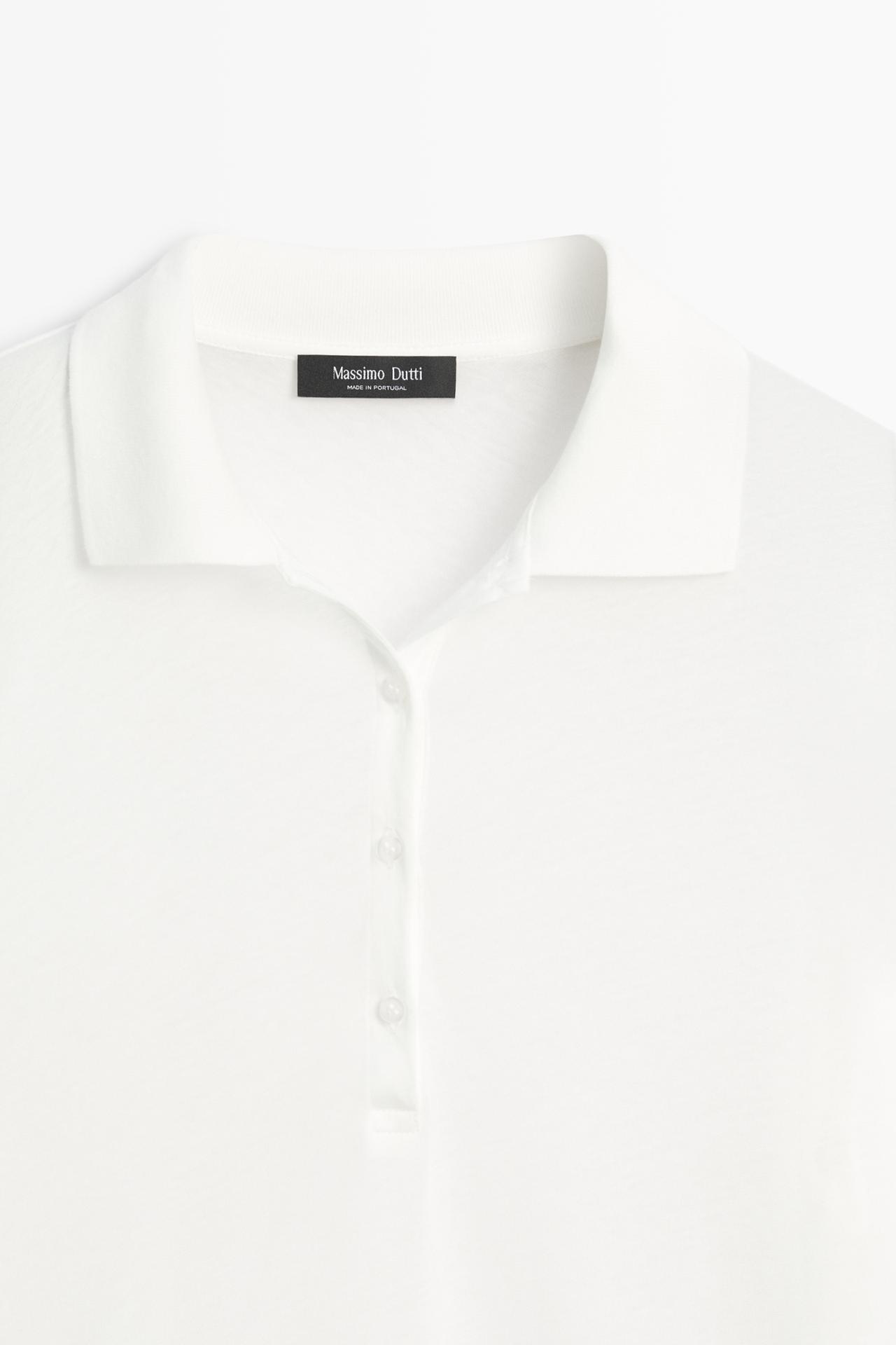 100% cotton long sleeve polo shirt — Off white