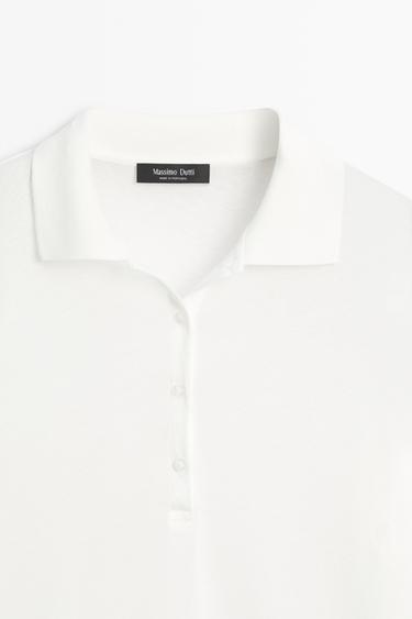 100% cotton long sleeve polo shirt — Off white 4