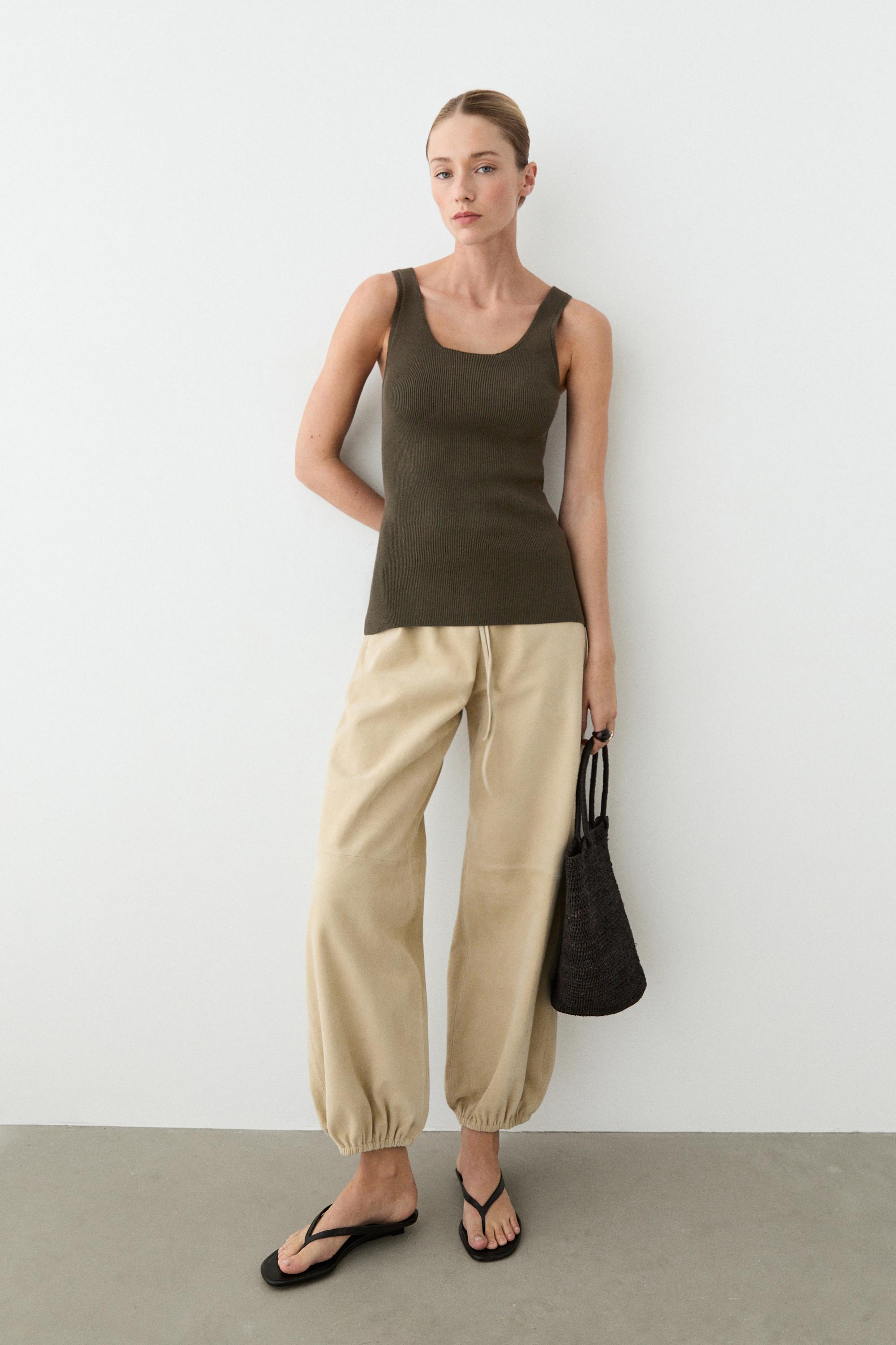 100% cotton ribbed tank top — OLIVE