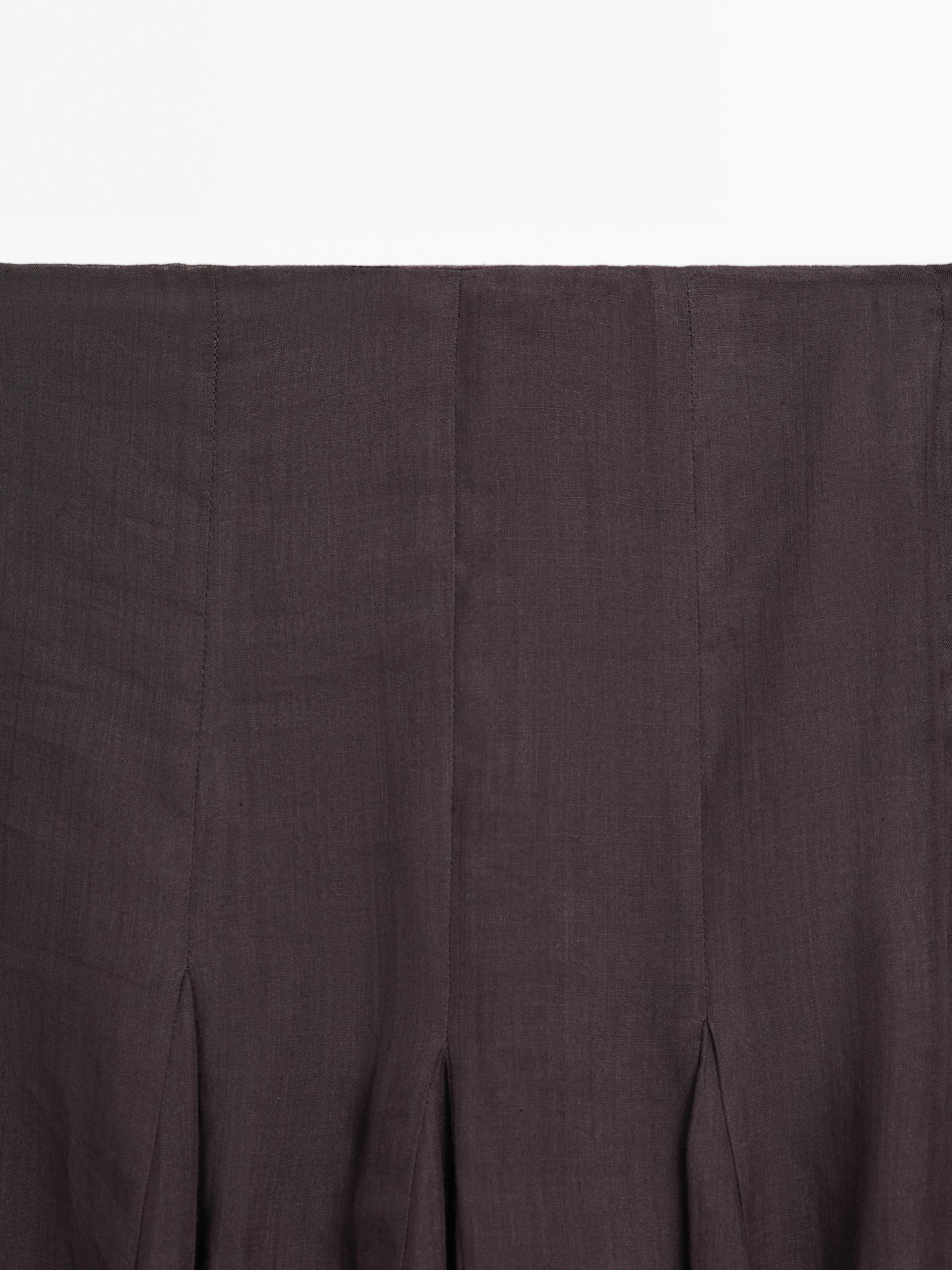 100% ramie godet midi skirt - STUDIO