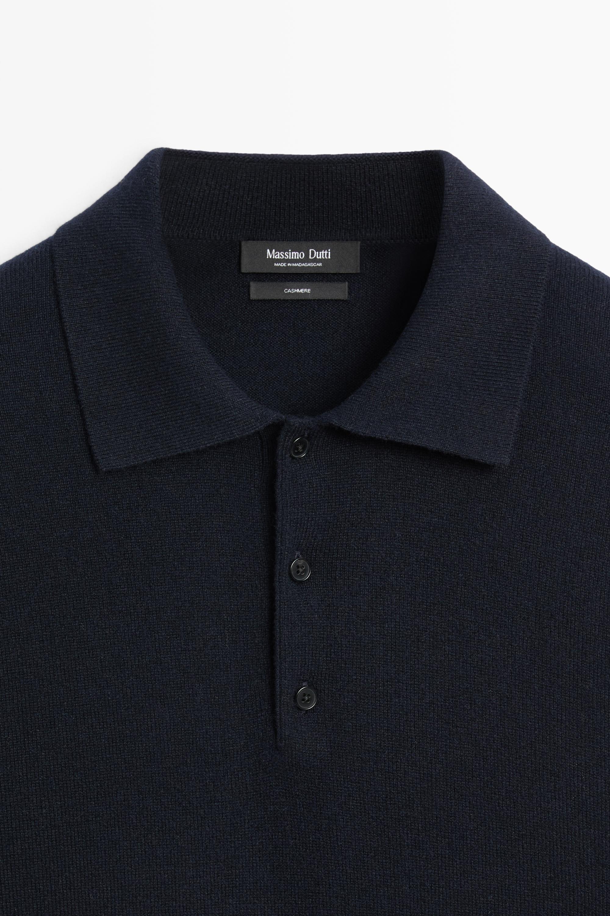 100% cashmere knit polo sweater