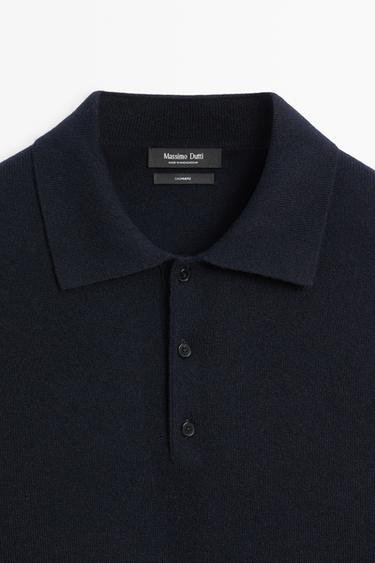 100% cashmere knit polo sweater — NAVY BLUE 4