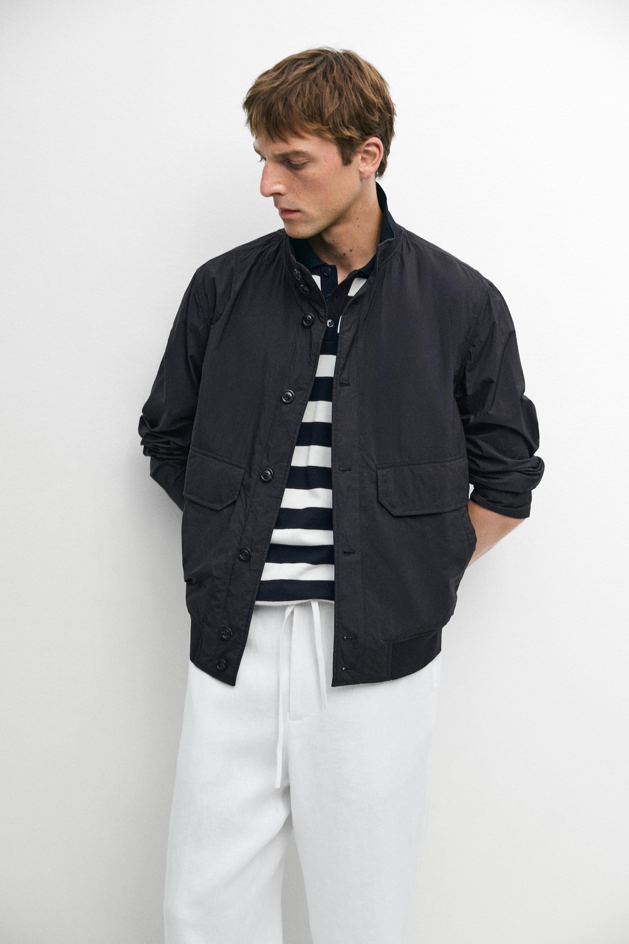 Bomber jacket with pocket details — DARK NAVY