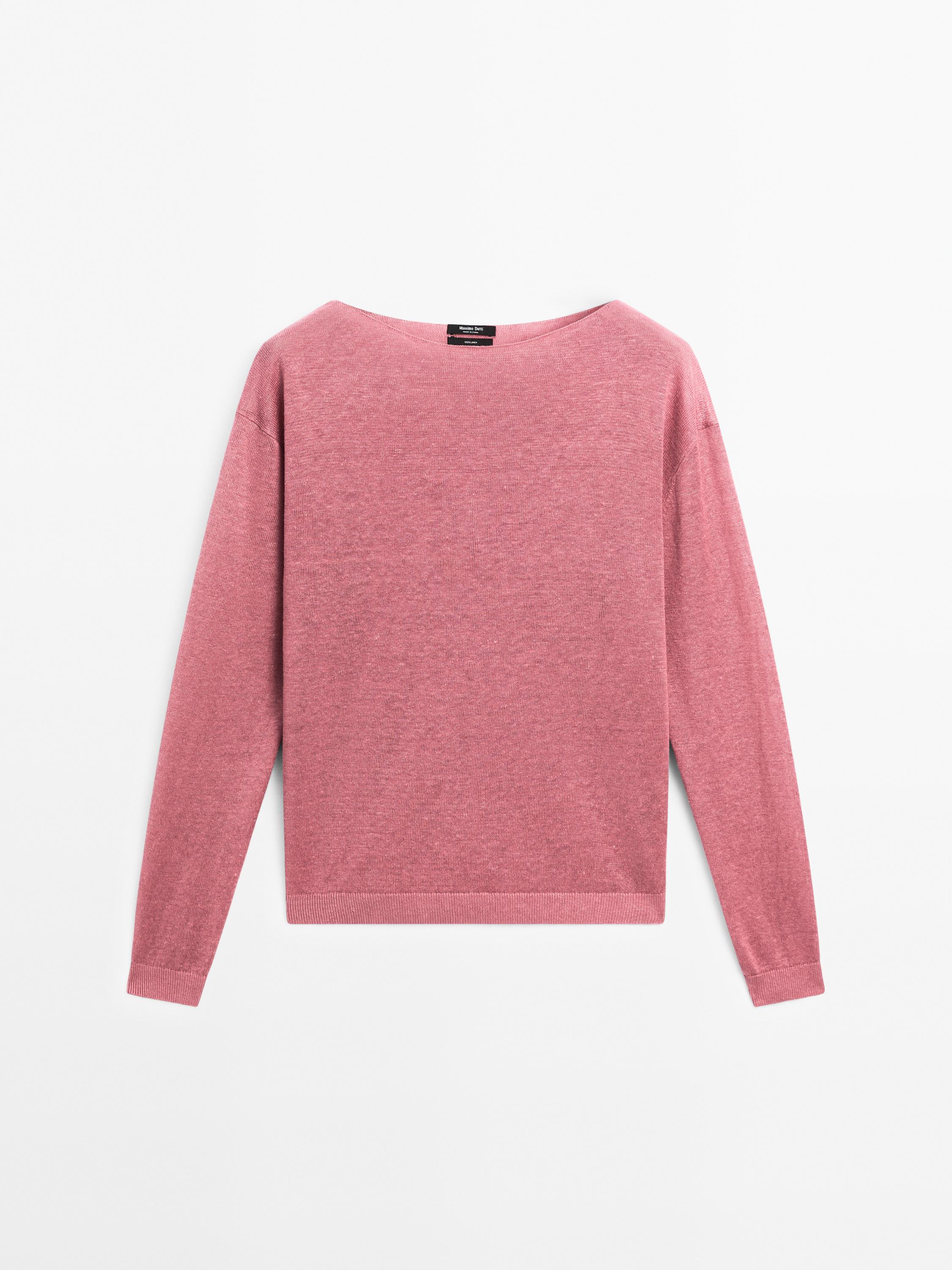 Boat neck jumper 100% linen