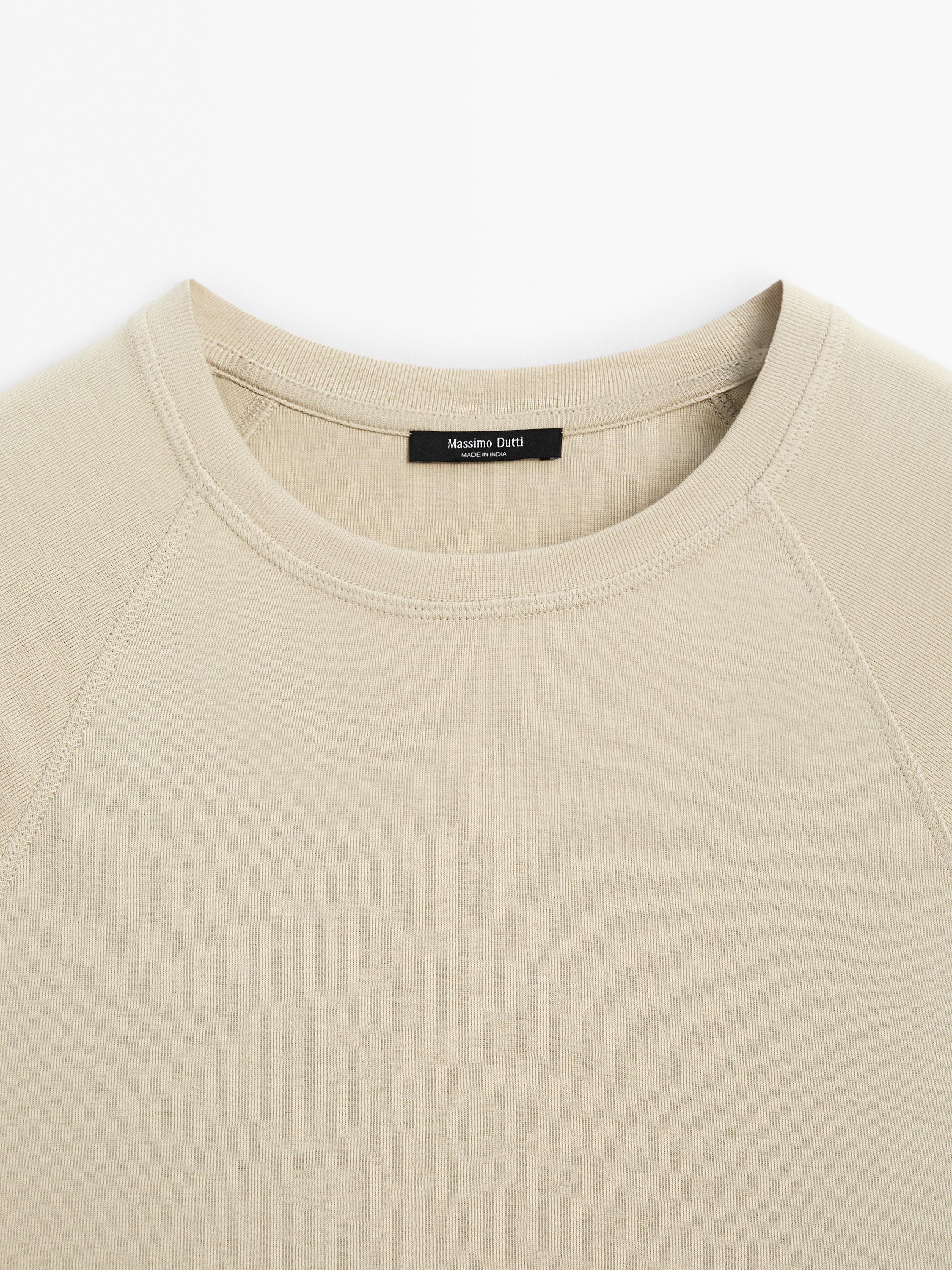 Slim fit raglan sleeve cotton T-shirt