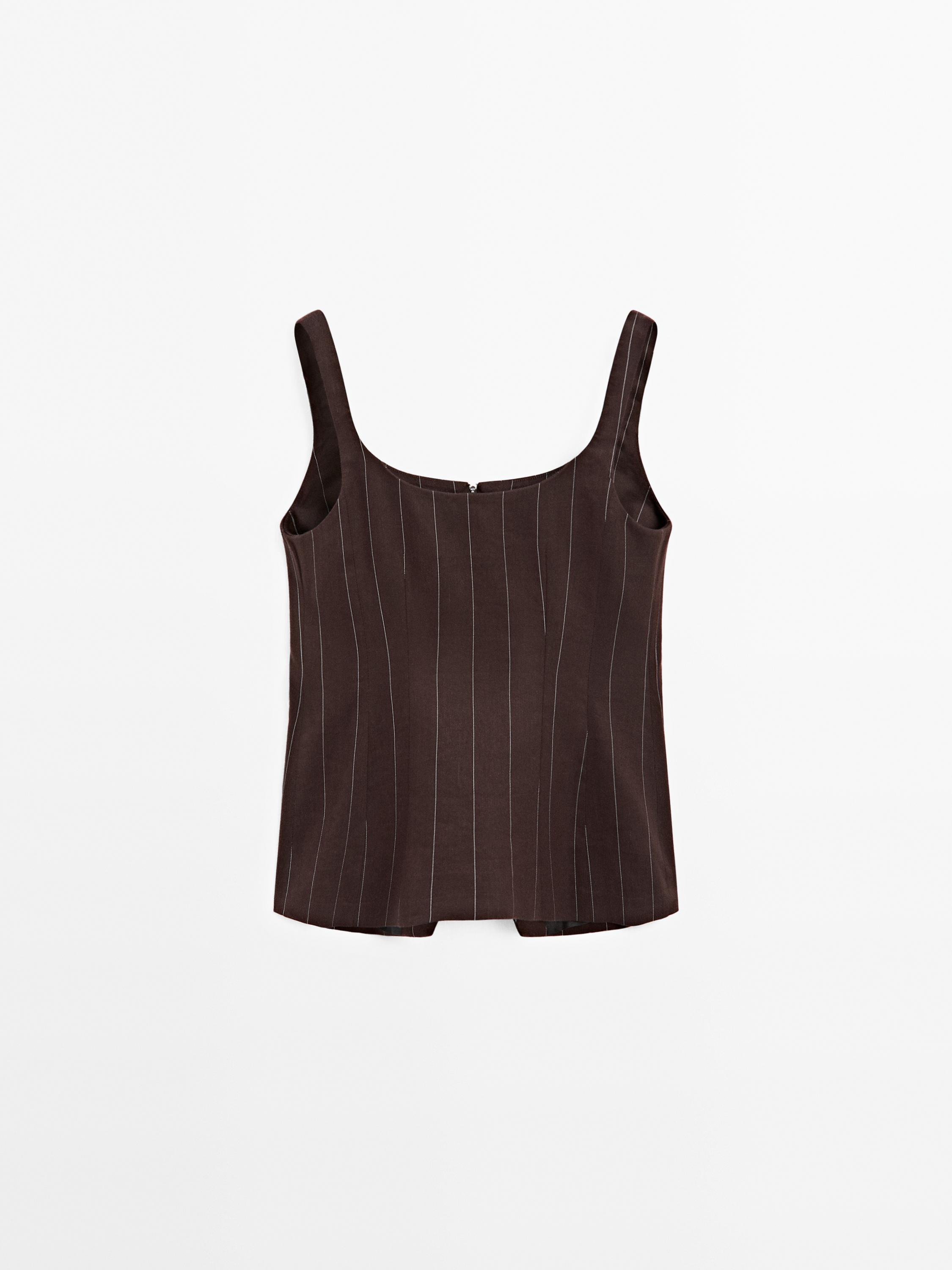 Fitted striped waistcoat with zip