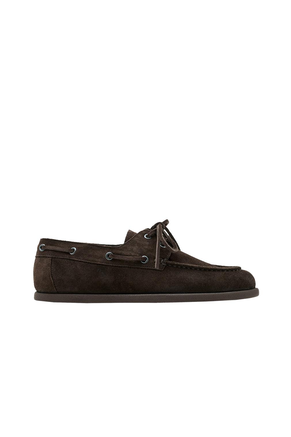 Split leather deck shoes — BROWN