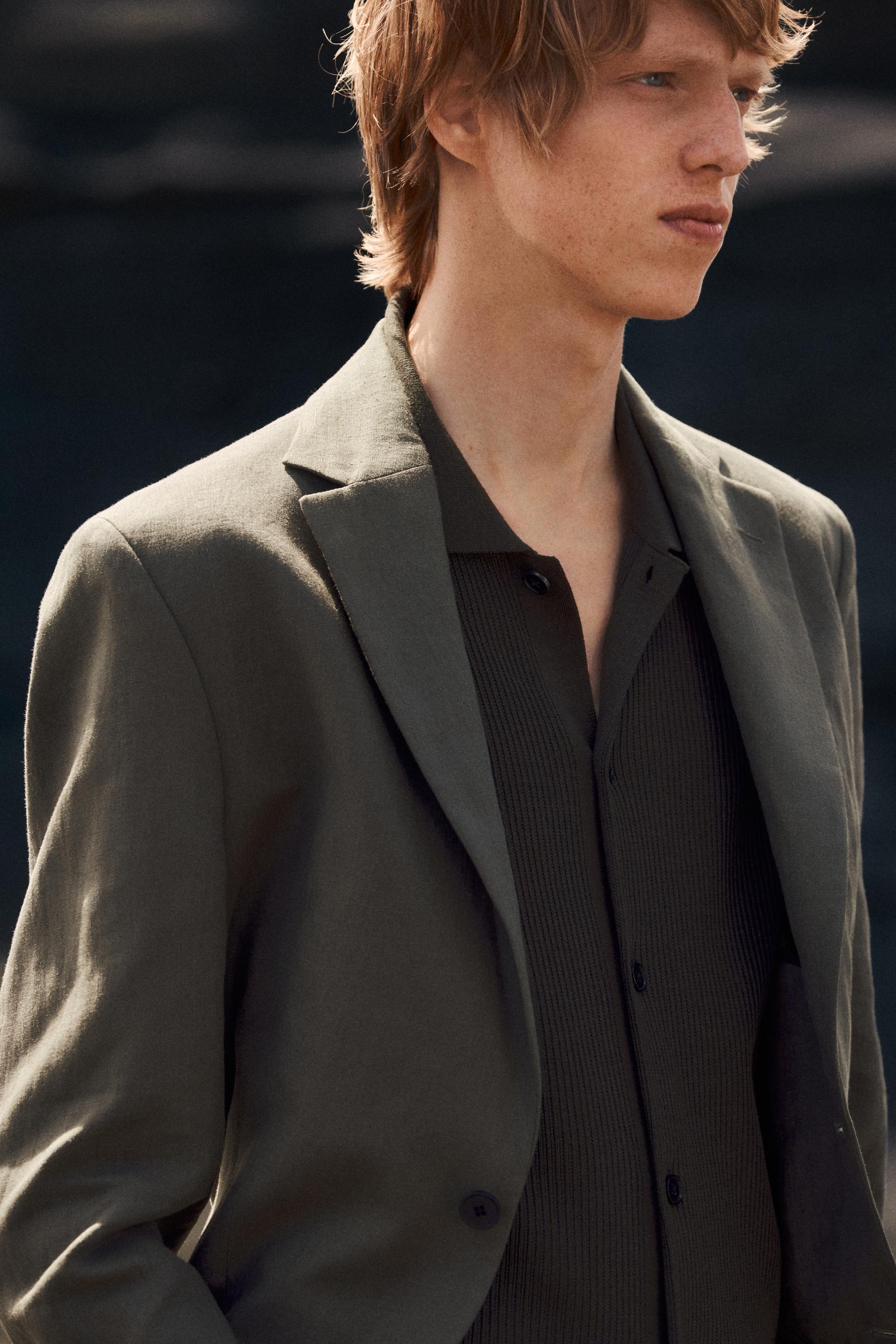 100% linen suit blazer — DARK GREEN