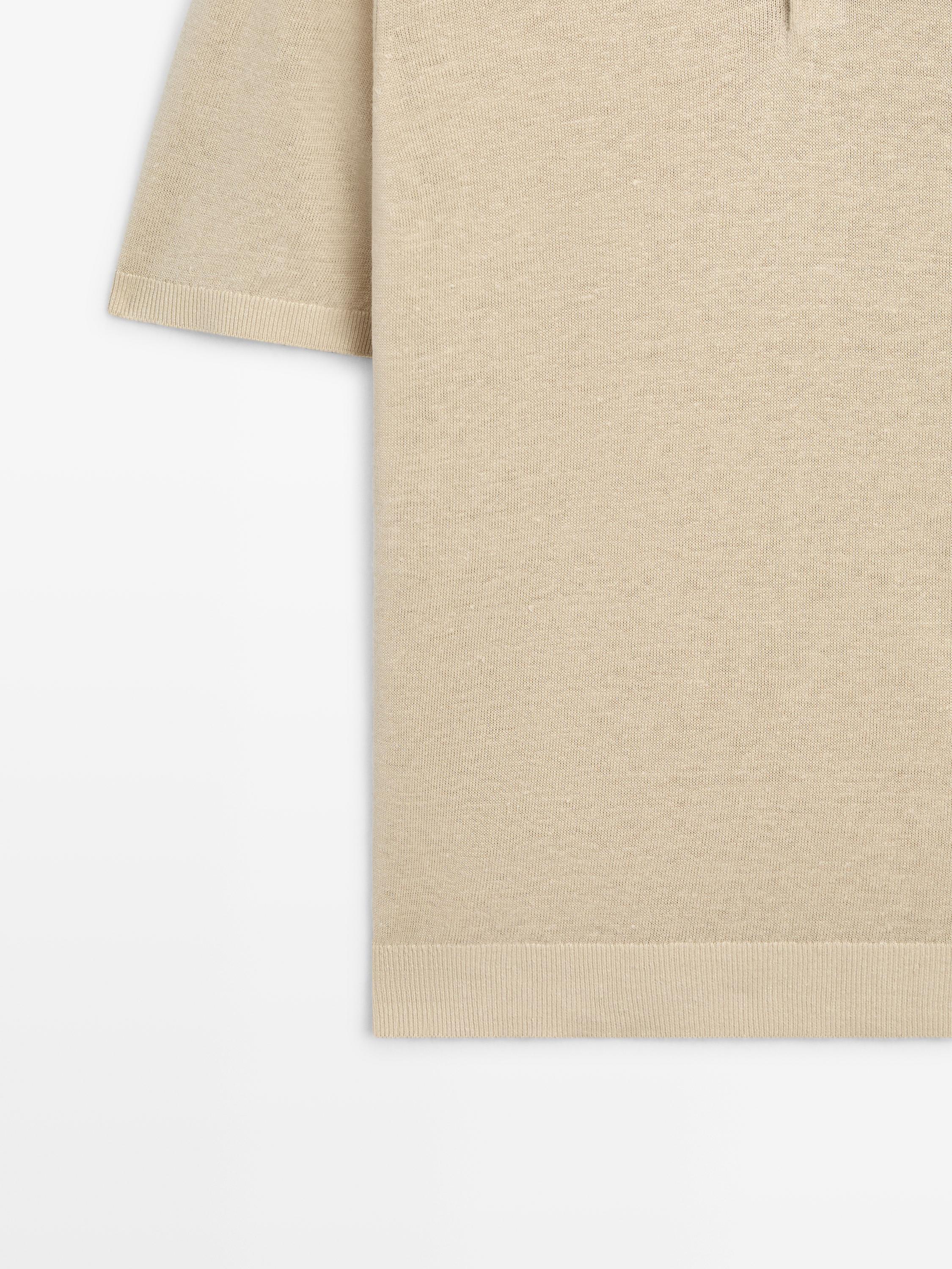 Linen knit polo sweater — Beige