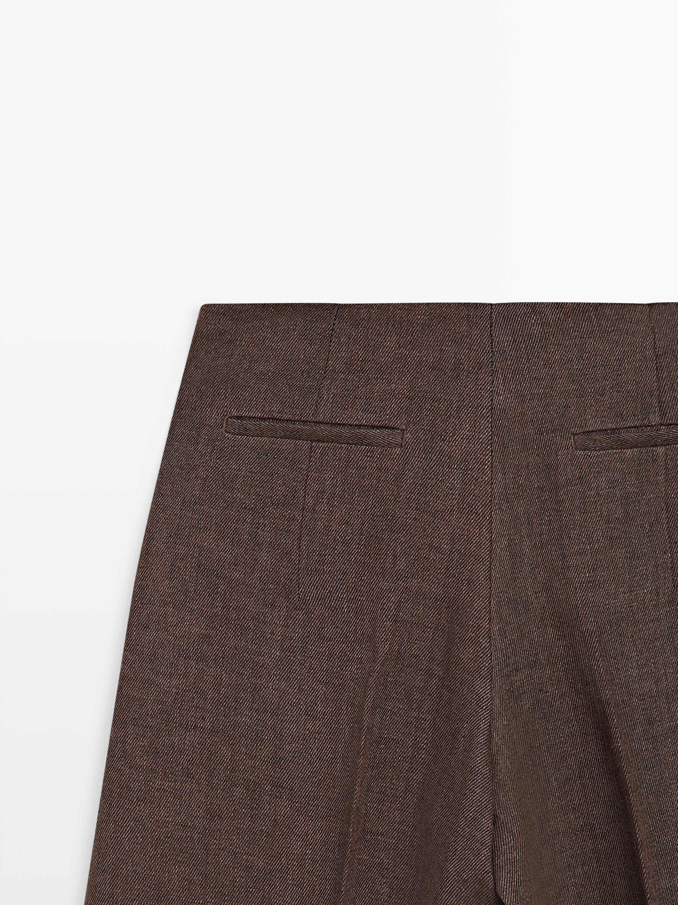 Flowing linen suit trousers — BROWN