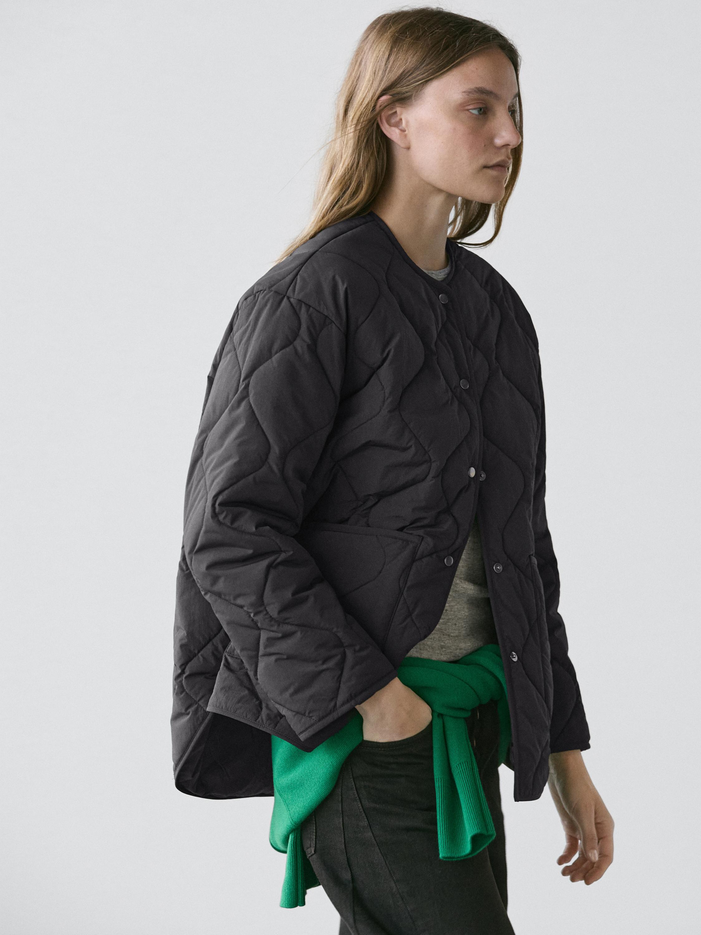 Quilted cape jacket — BLACK