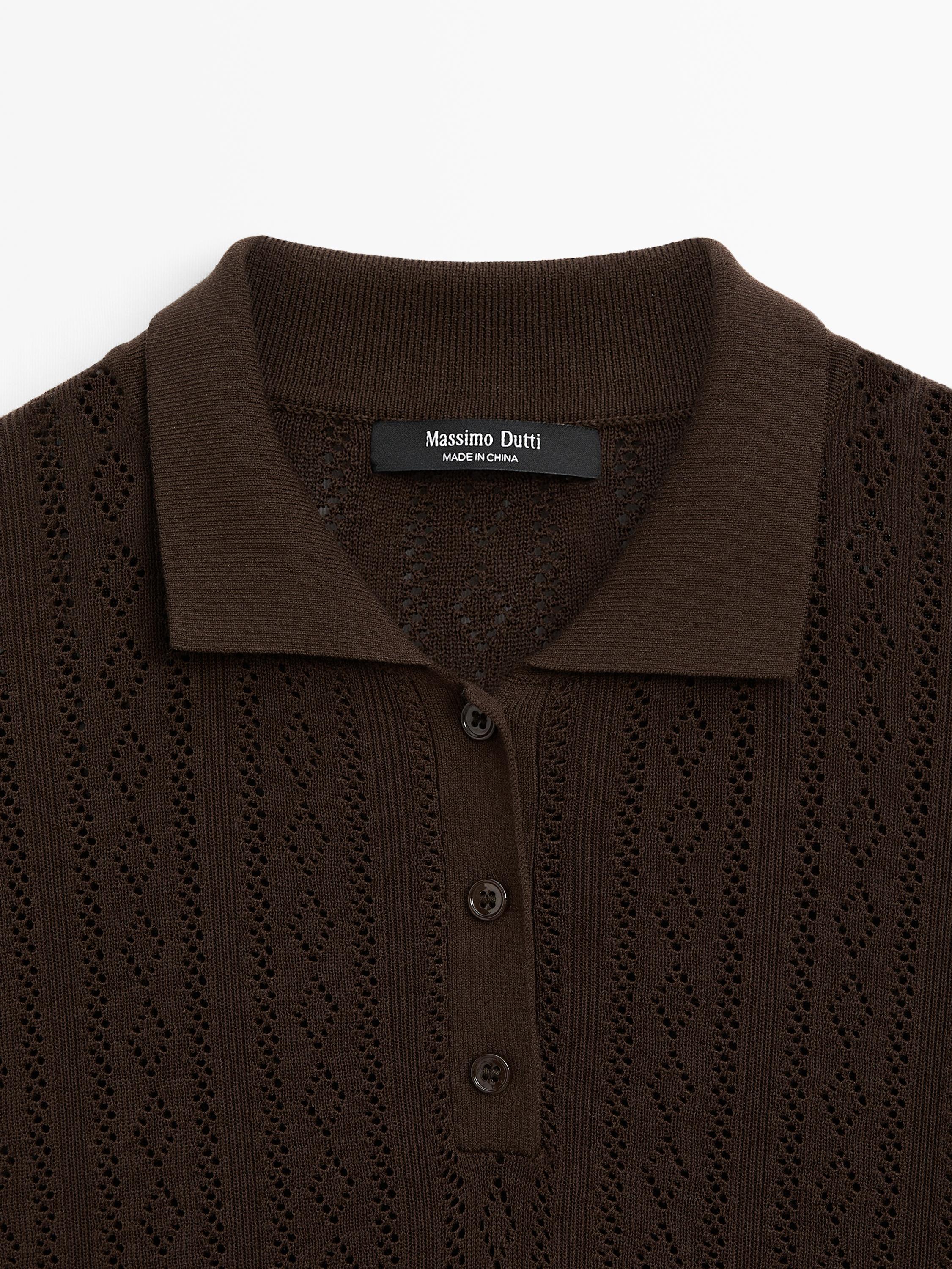 Polo dentelle ajourée coton mélangé