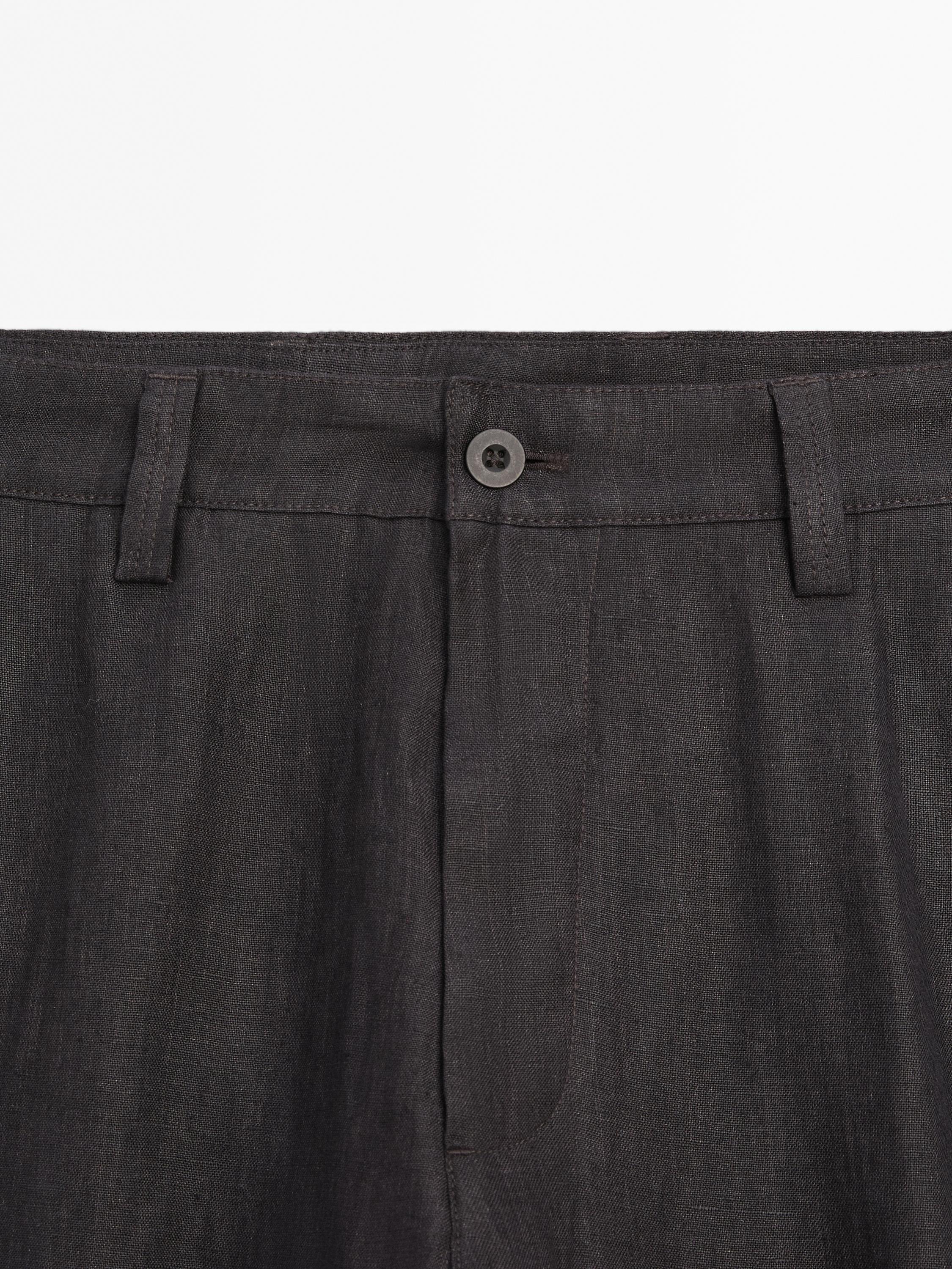 Faux jean relaxed fit en lin