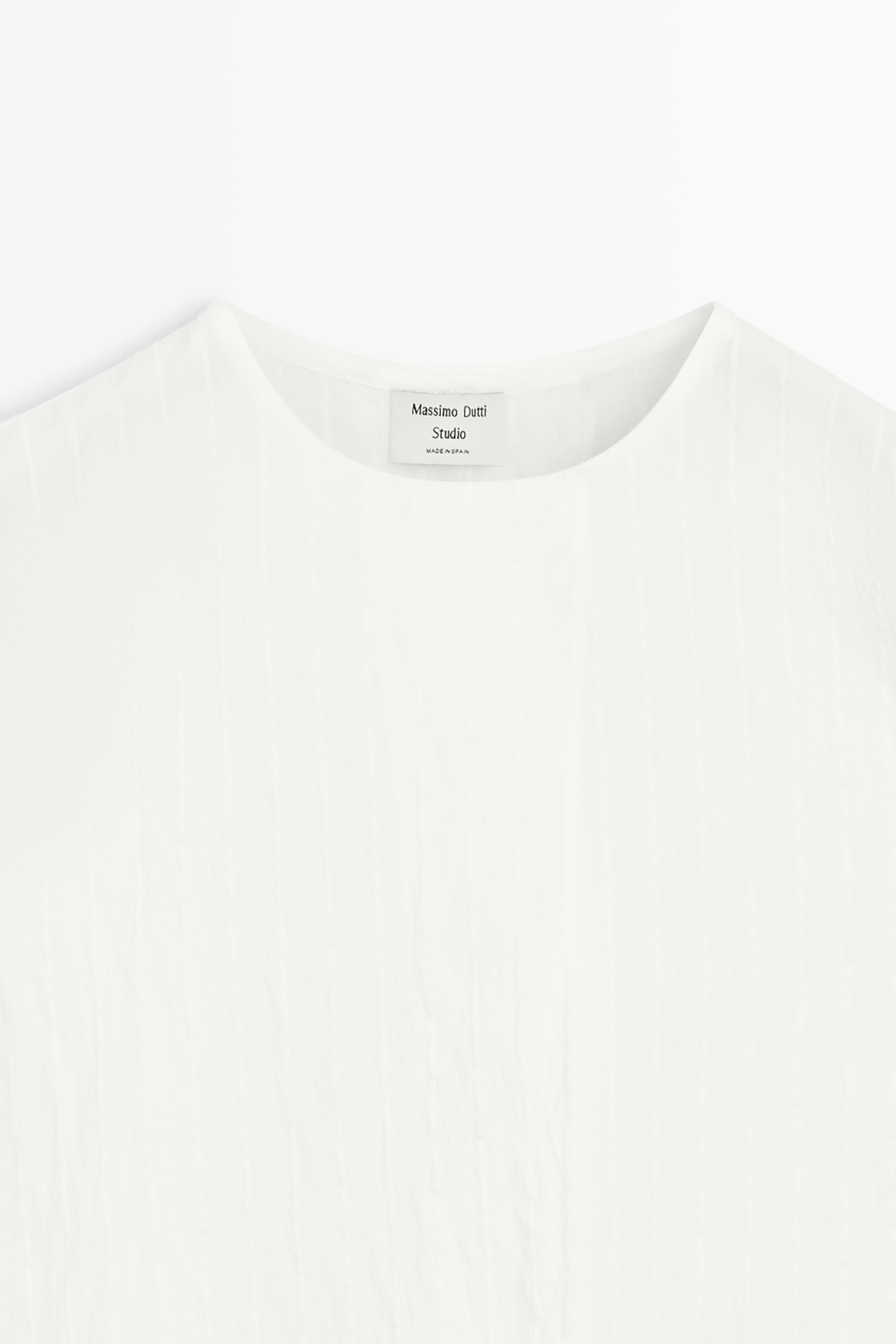 Flowing striped cape top - STUDIO — WHITE