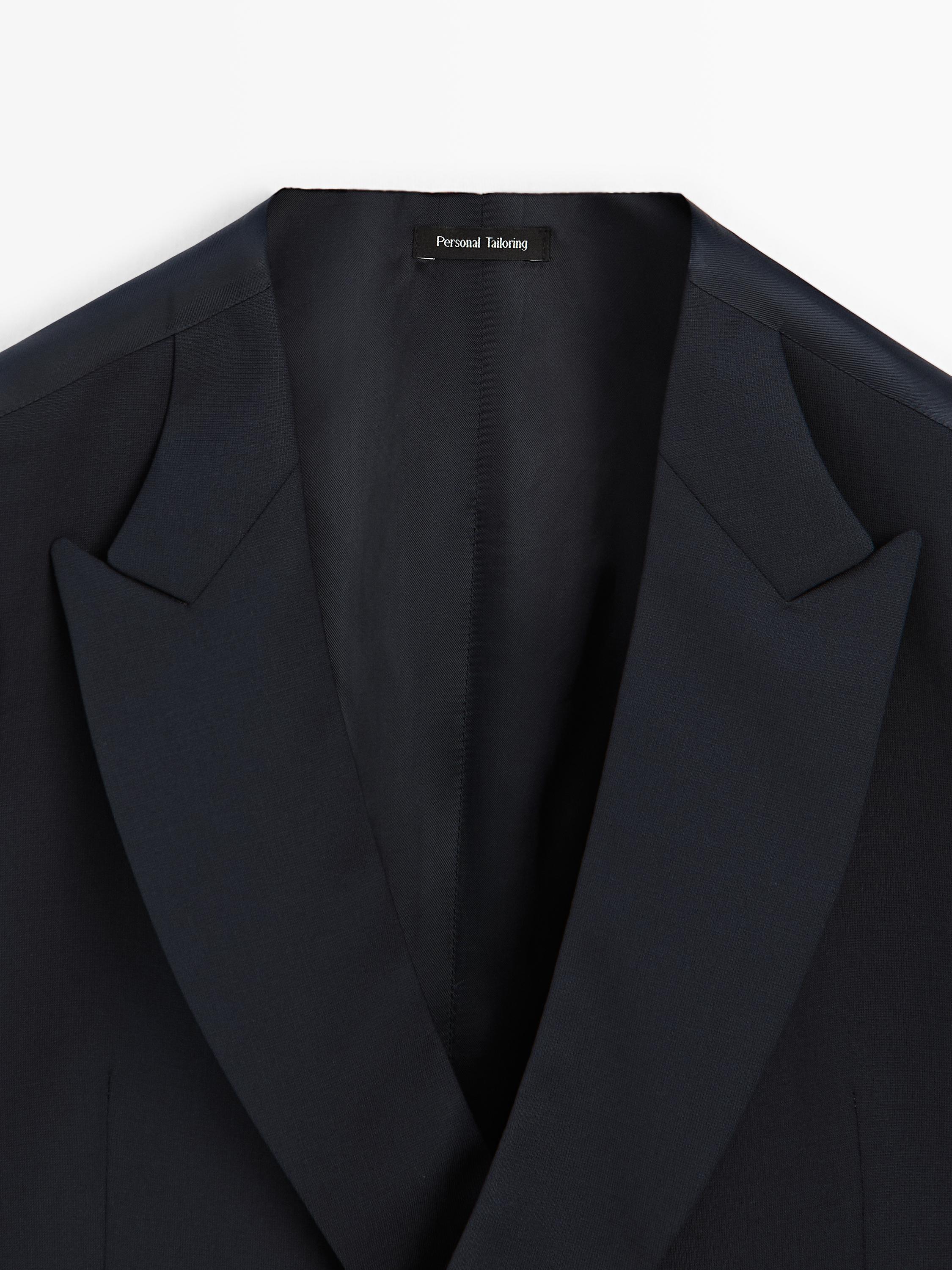 Cool wool blend suit waistcoat — NAVY BLUE