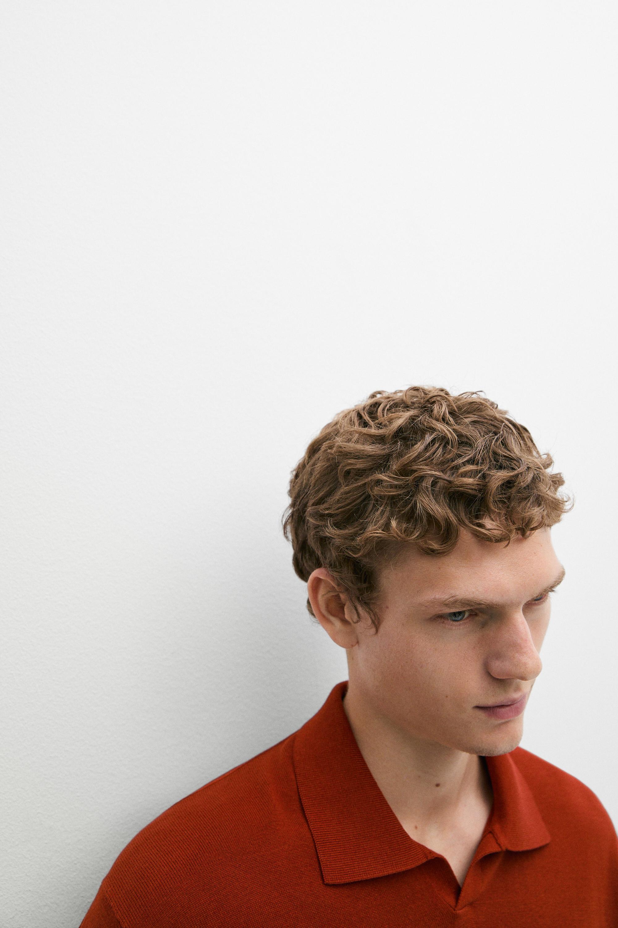 Polo collar knit sweater — TANGERINE