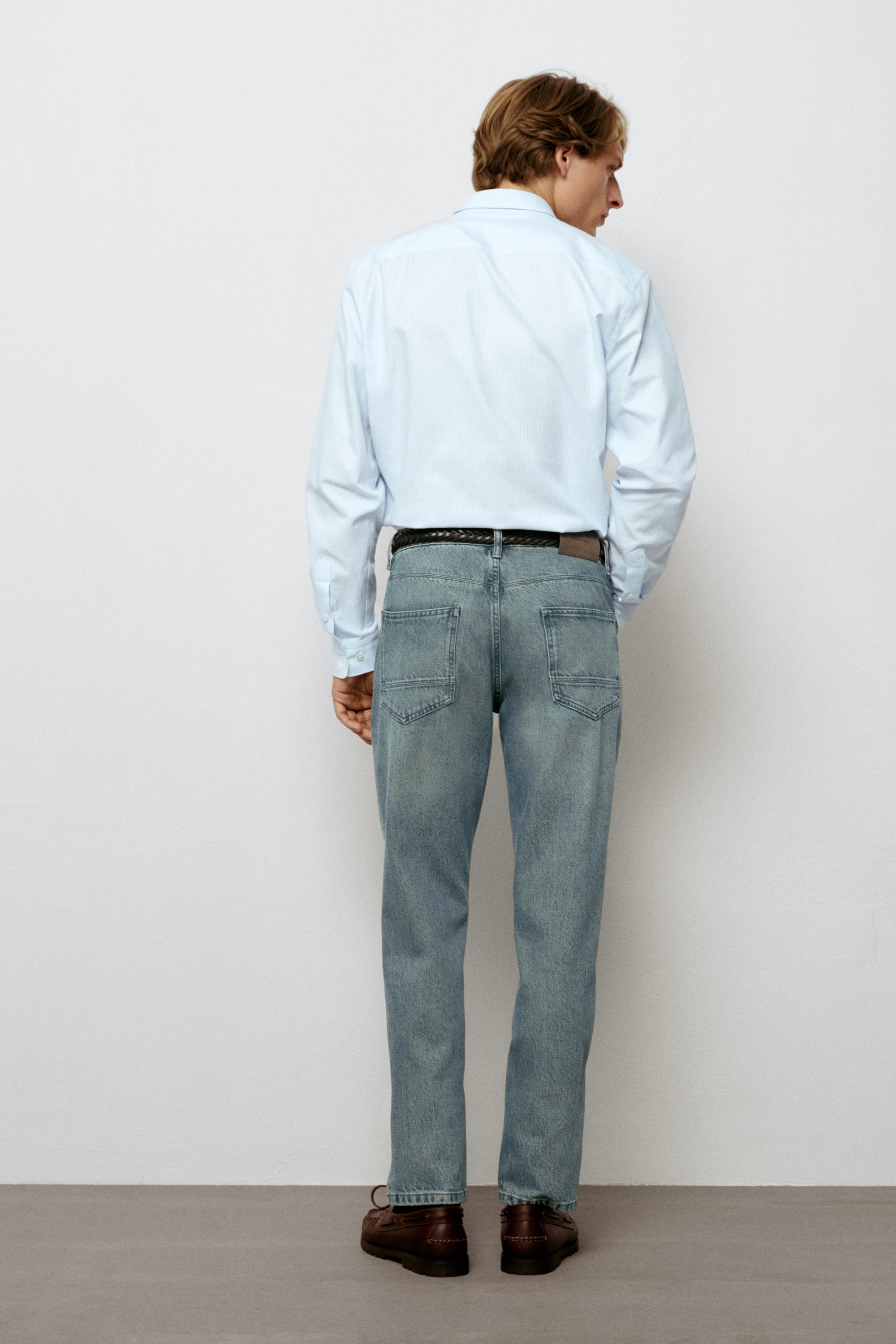 Stonewashed tapered-fit jeans — BLUE
