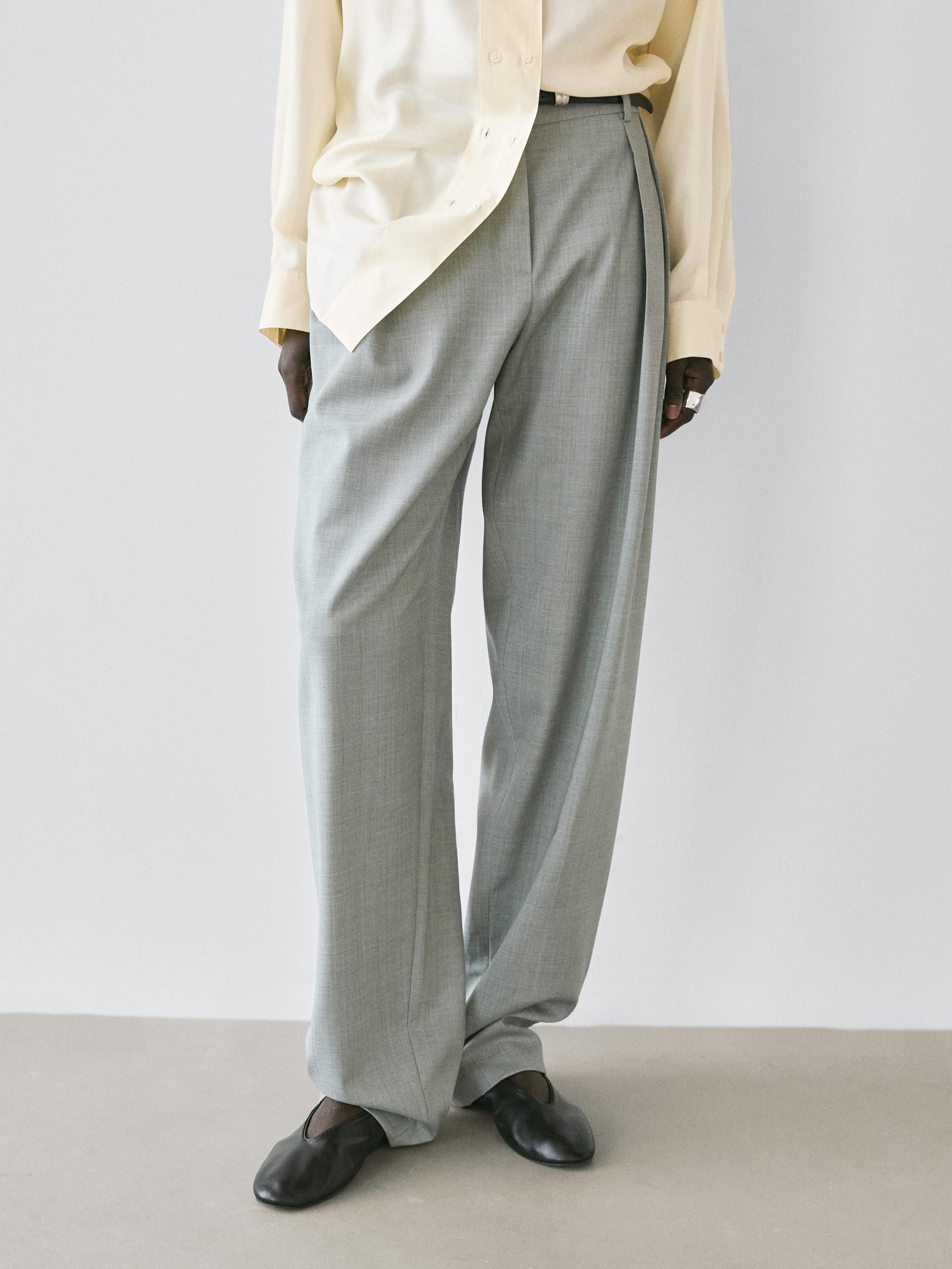 Flowing trousers with darts — BLUISH GREY