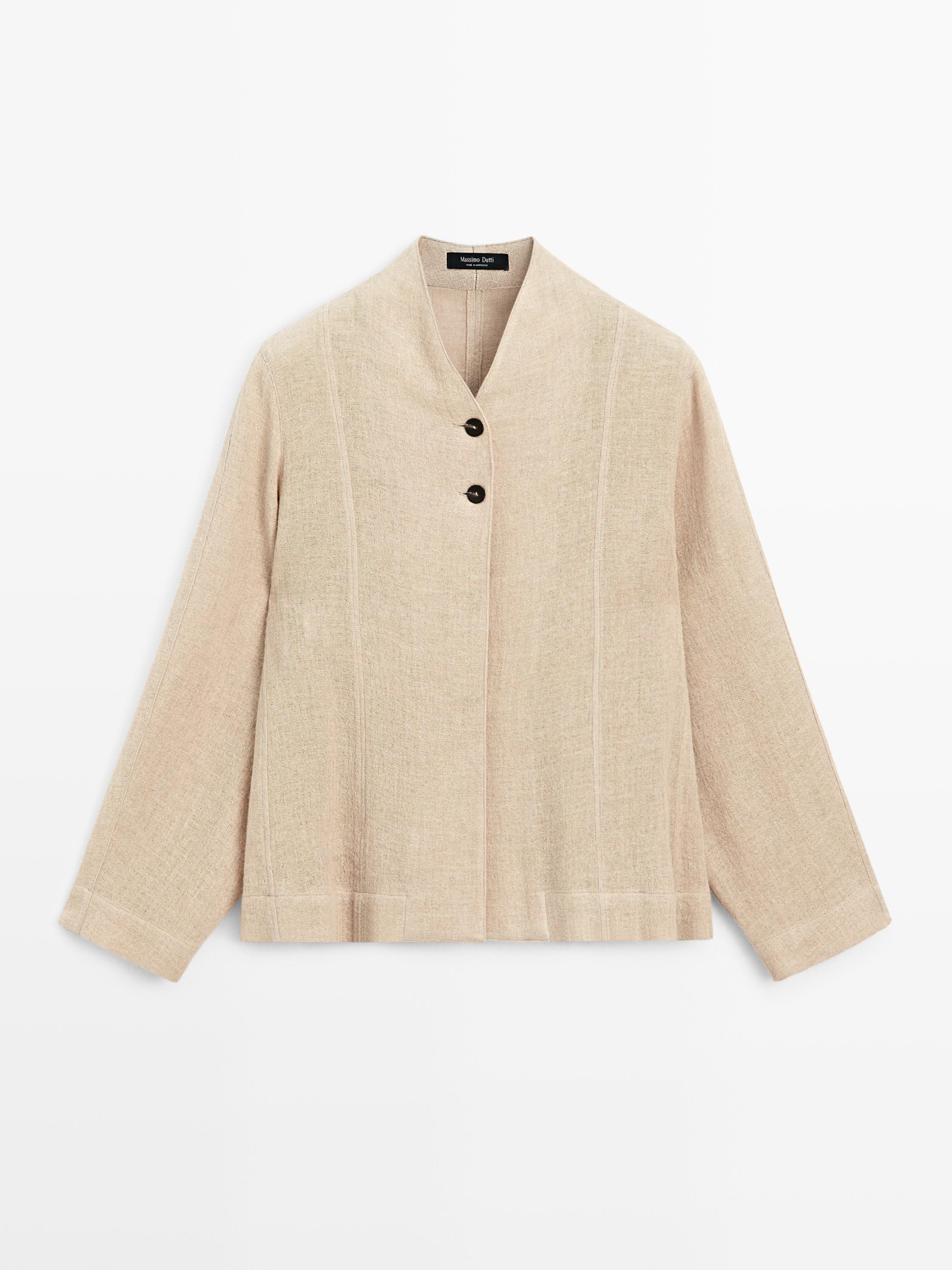 Bluzë e gjerë prej përzierjeje leshi me kopsa të dukshme