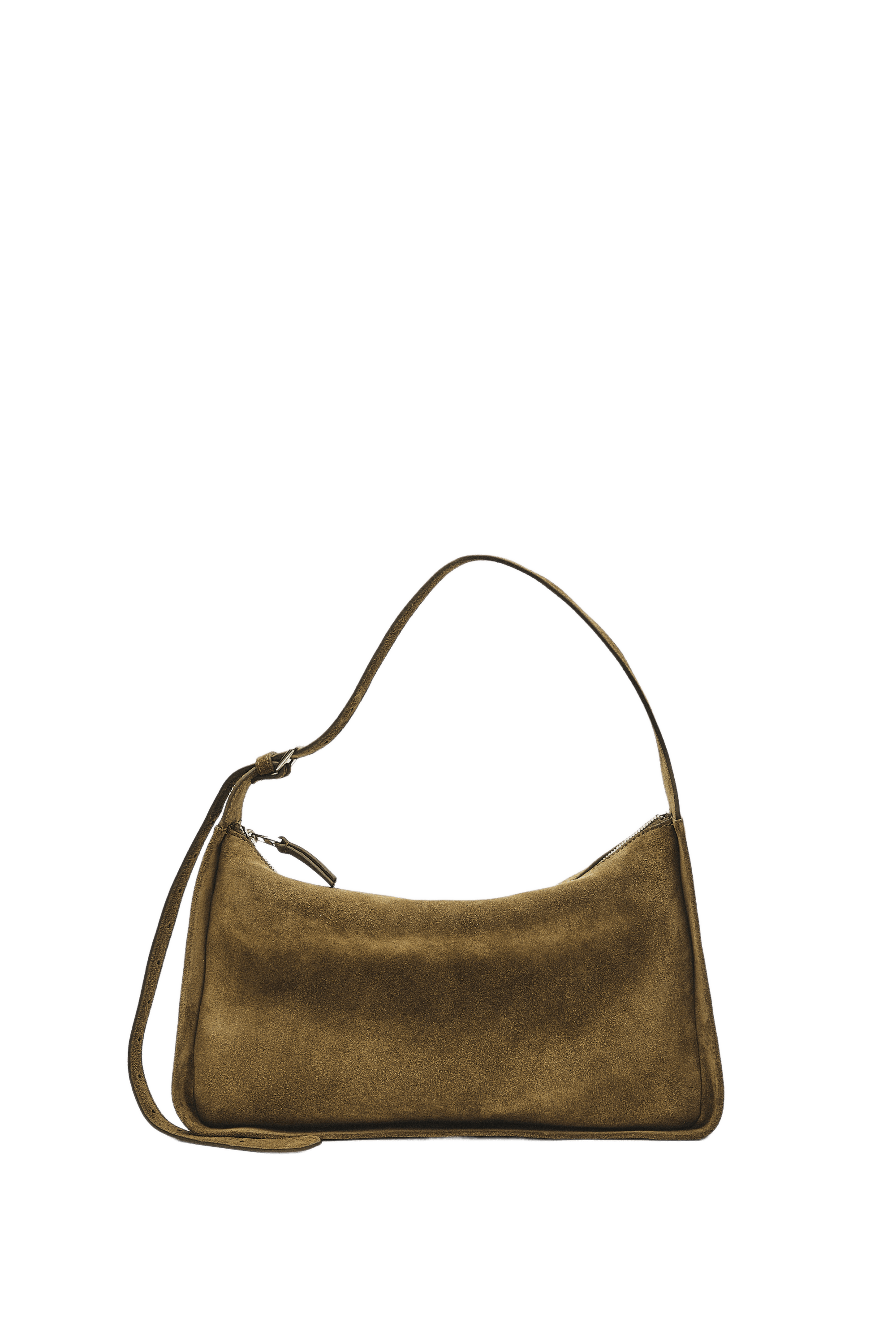 Split suede leather crossbody bag — KHAKI GREEN