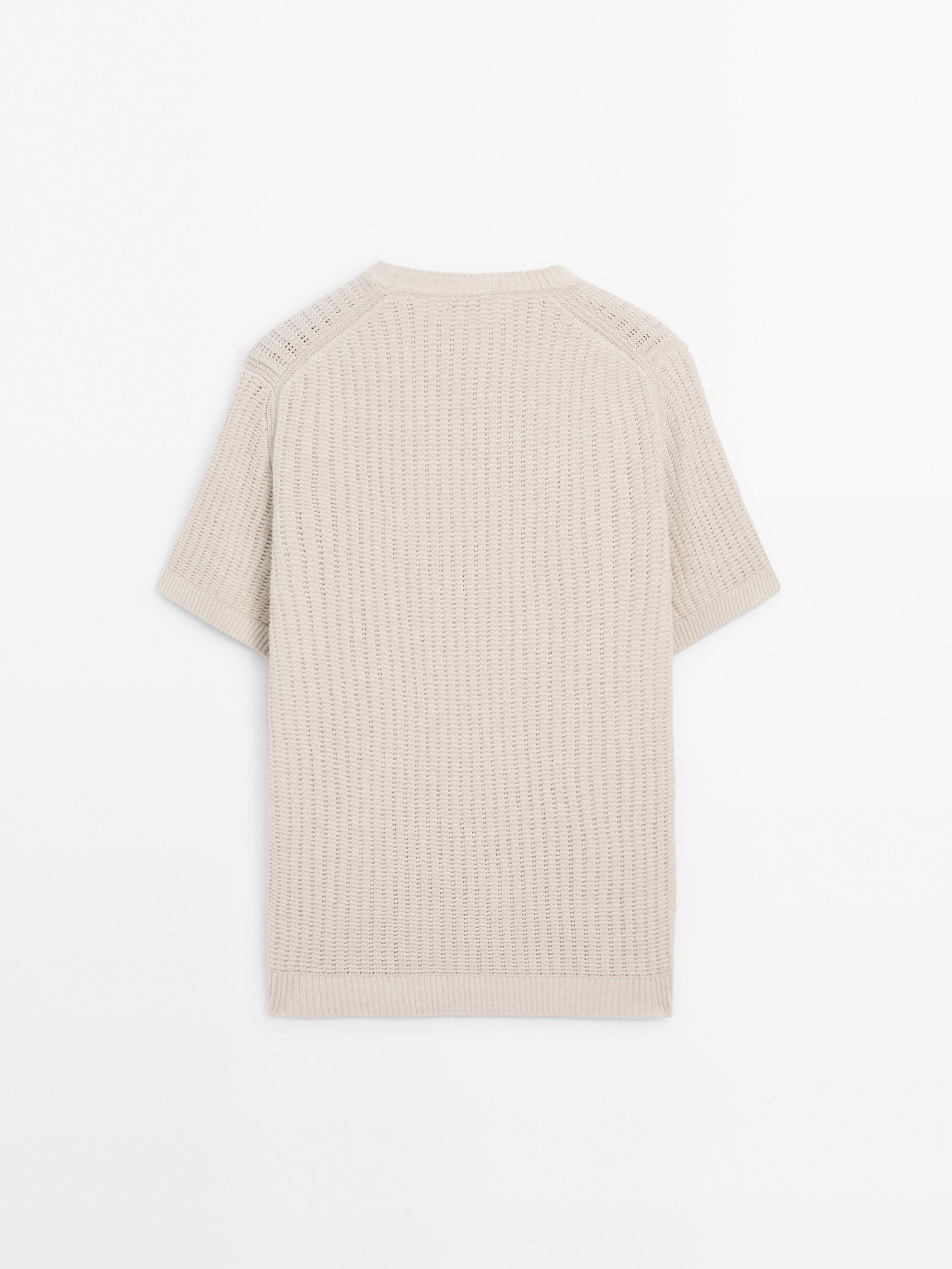 Knit cotton and linen blend T-shirt