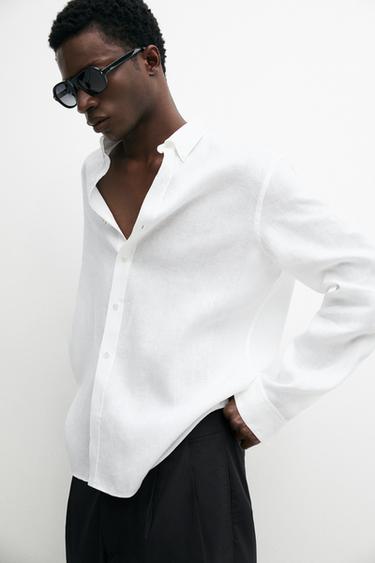 100% linen regular fit shirt — WHITE 8