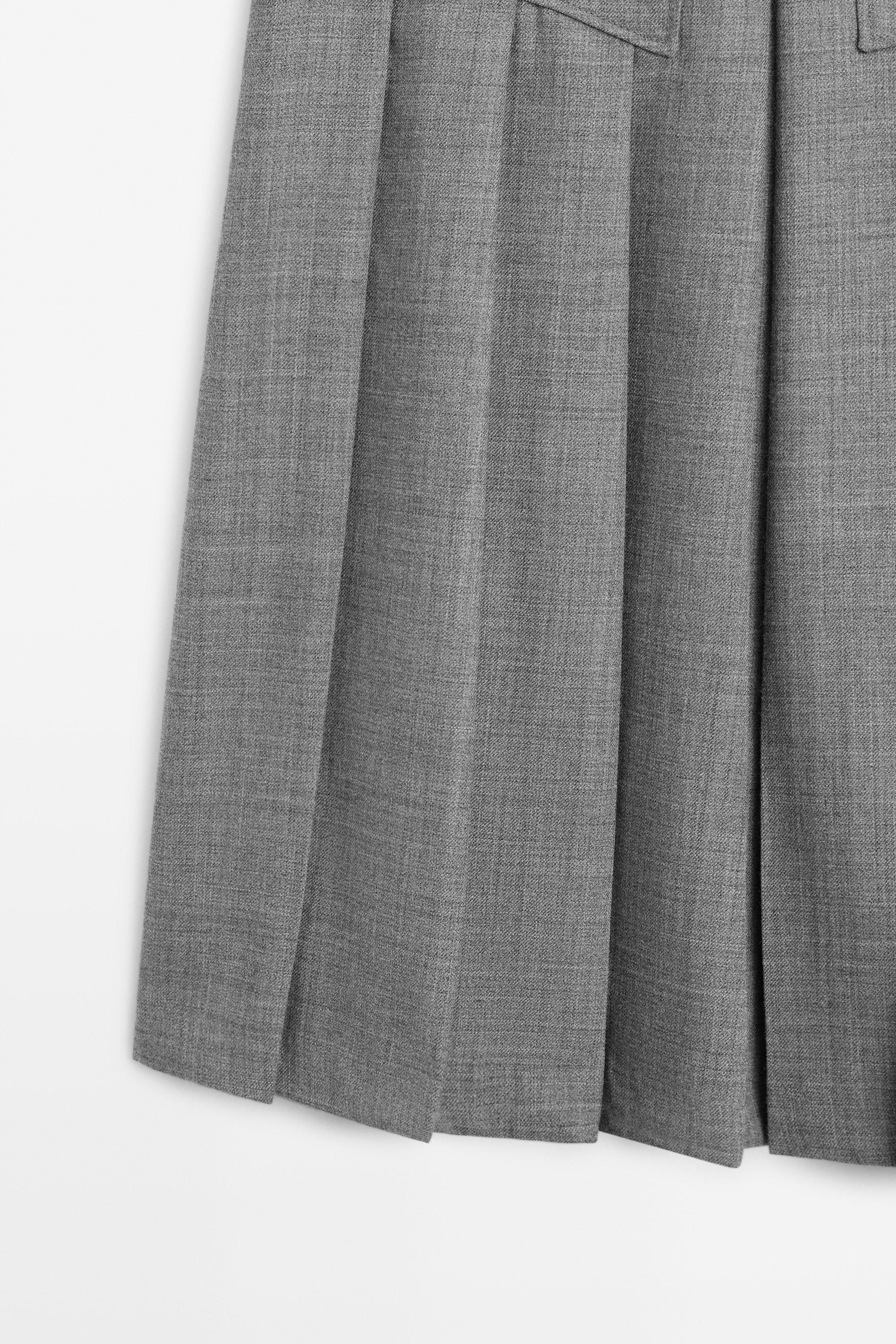 Massimo Dutti Cep detaylı pilili midi etek görsel 4