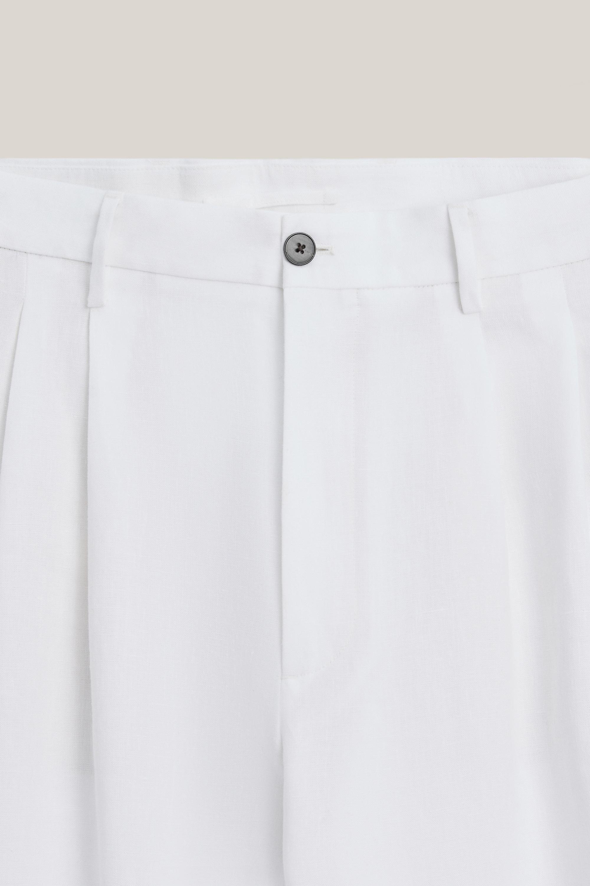 Linen trousers with double dart details - LIMITED EDITION — WHITE