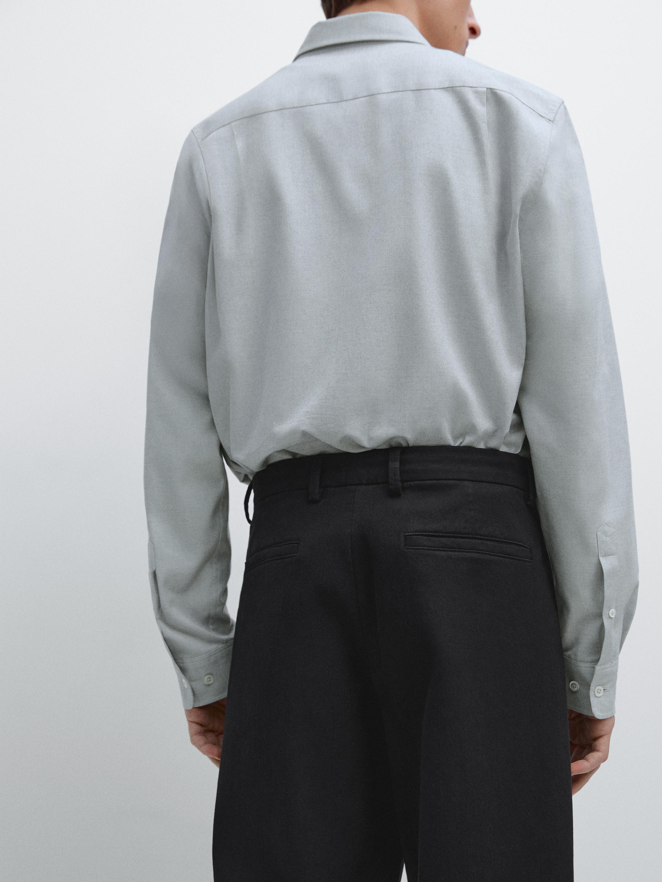 Cotton twill pants with elasticated waistband — BLACK