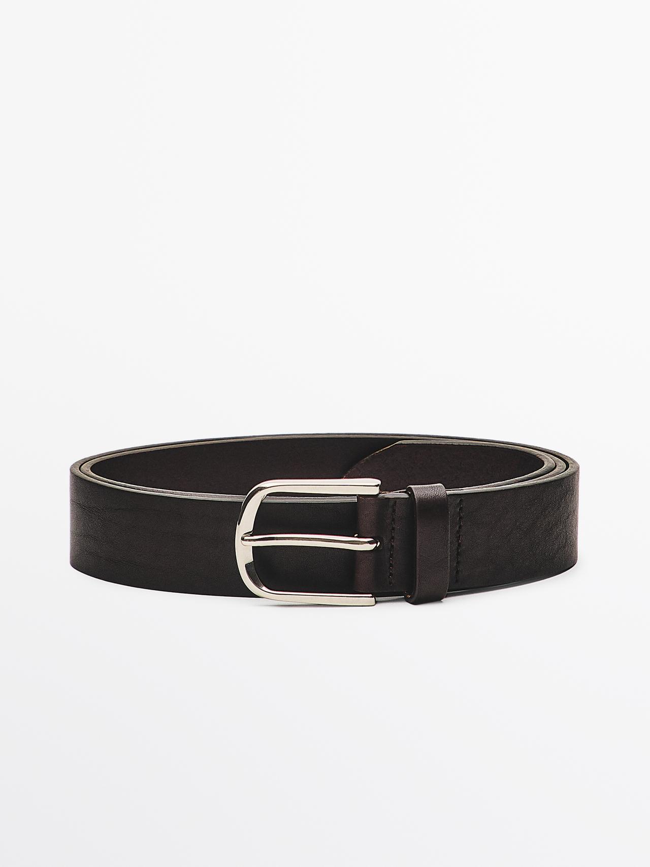 Ceinture En Cuir Nappa - Marron - 90 - Massimo Dutti - Homme