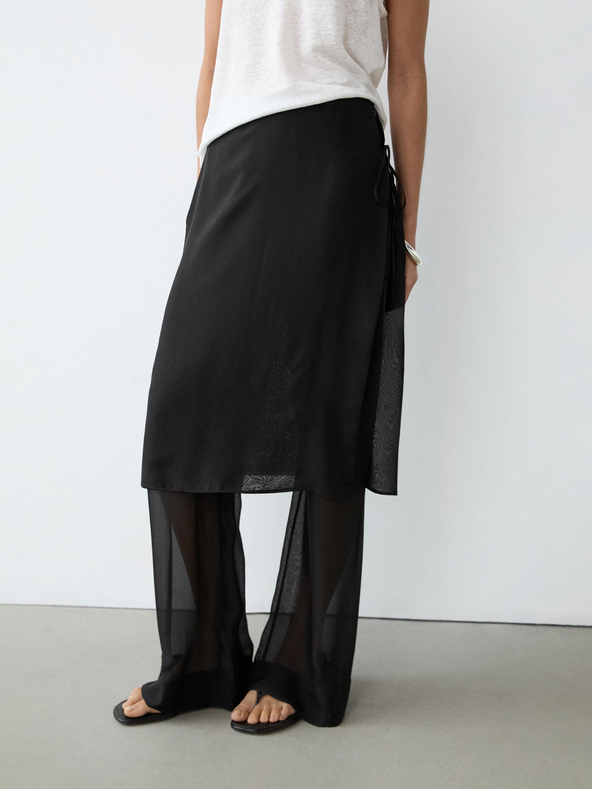 100% silk shorts over pants — BLACK