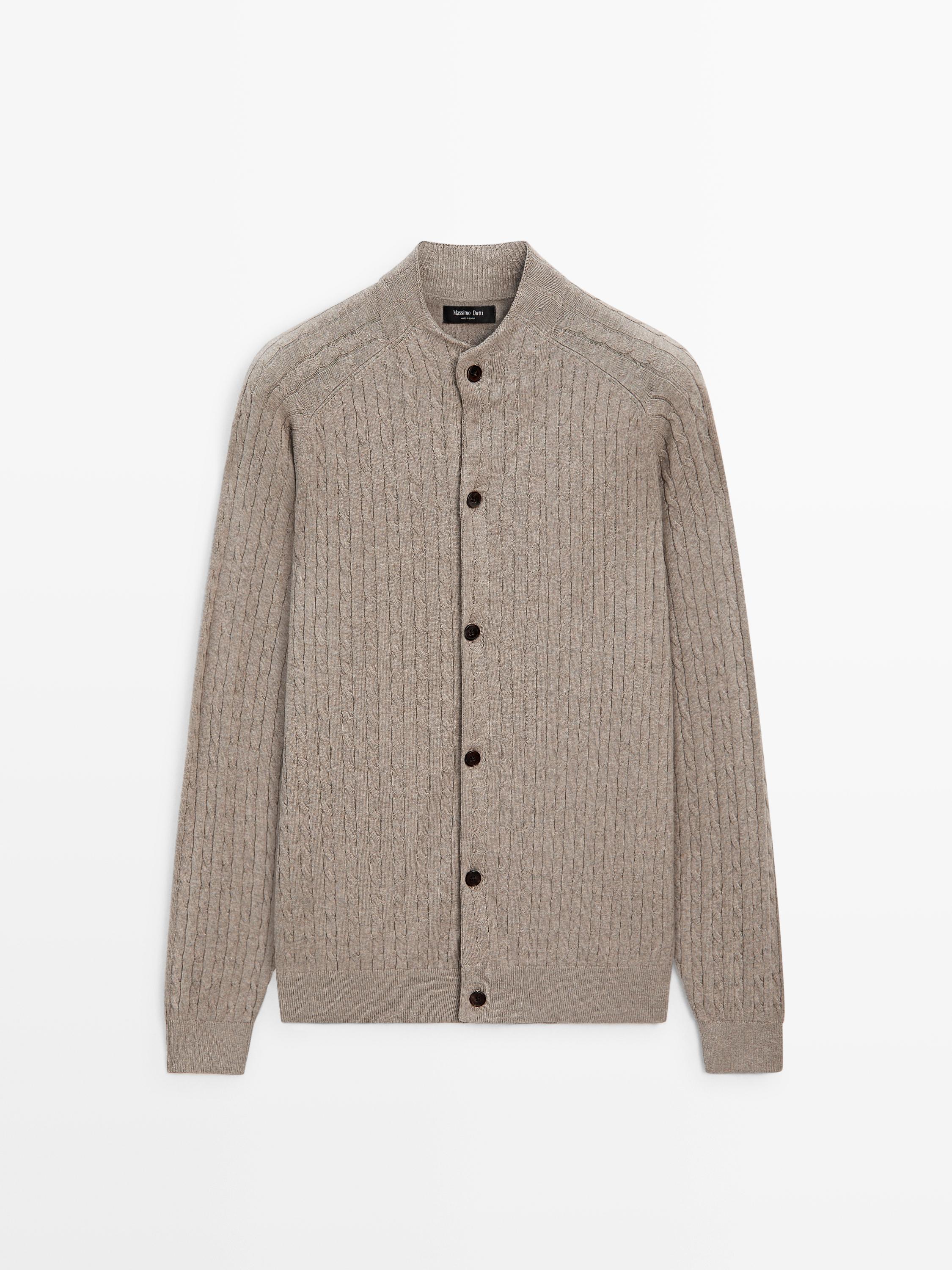 Cotton blend knit cardigan with button details