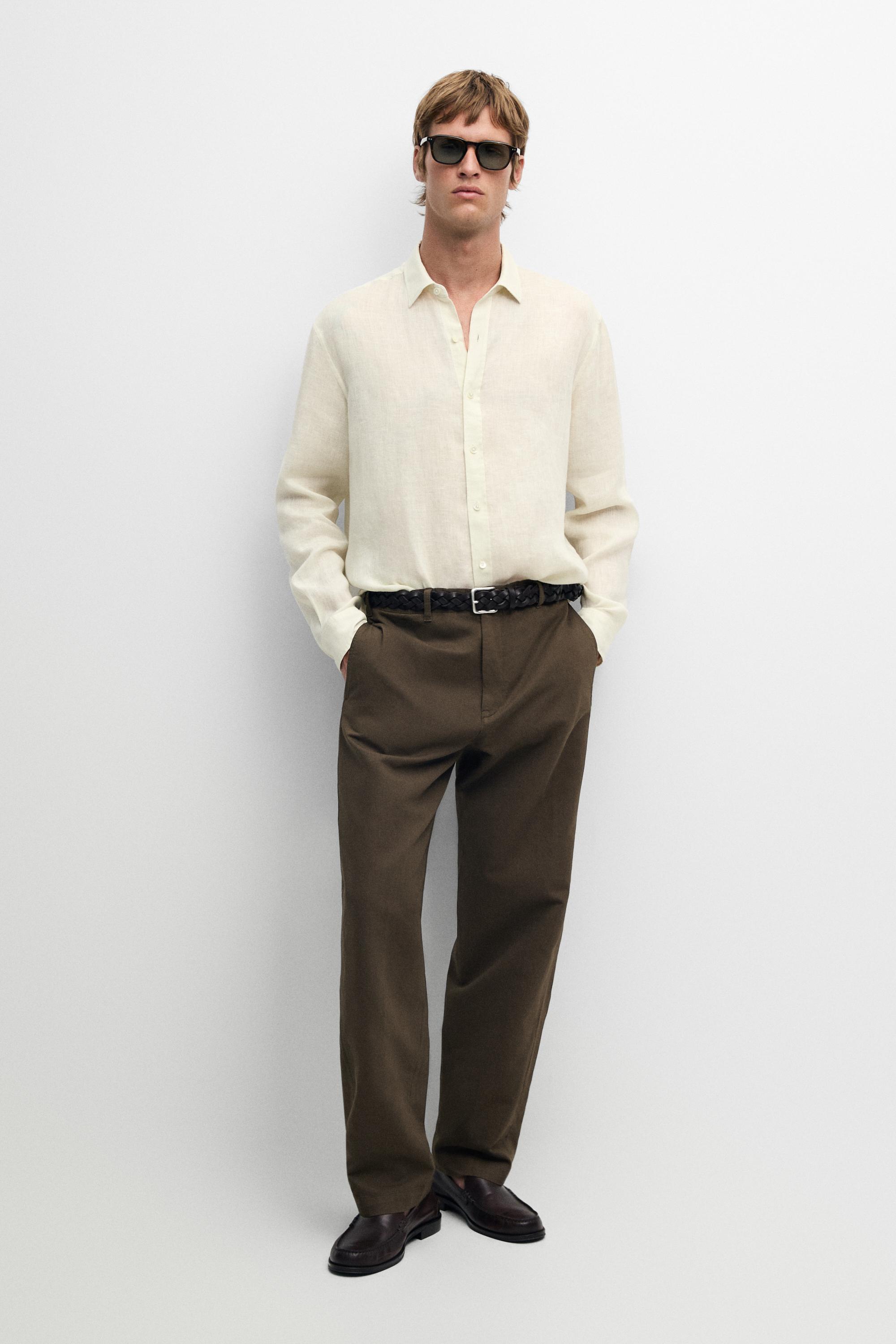 Massimo Dutti %100 keten regular fit gömlek görsel 5