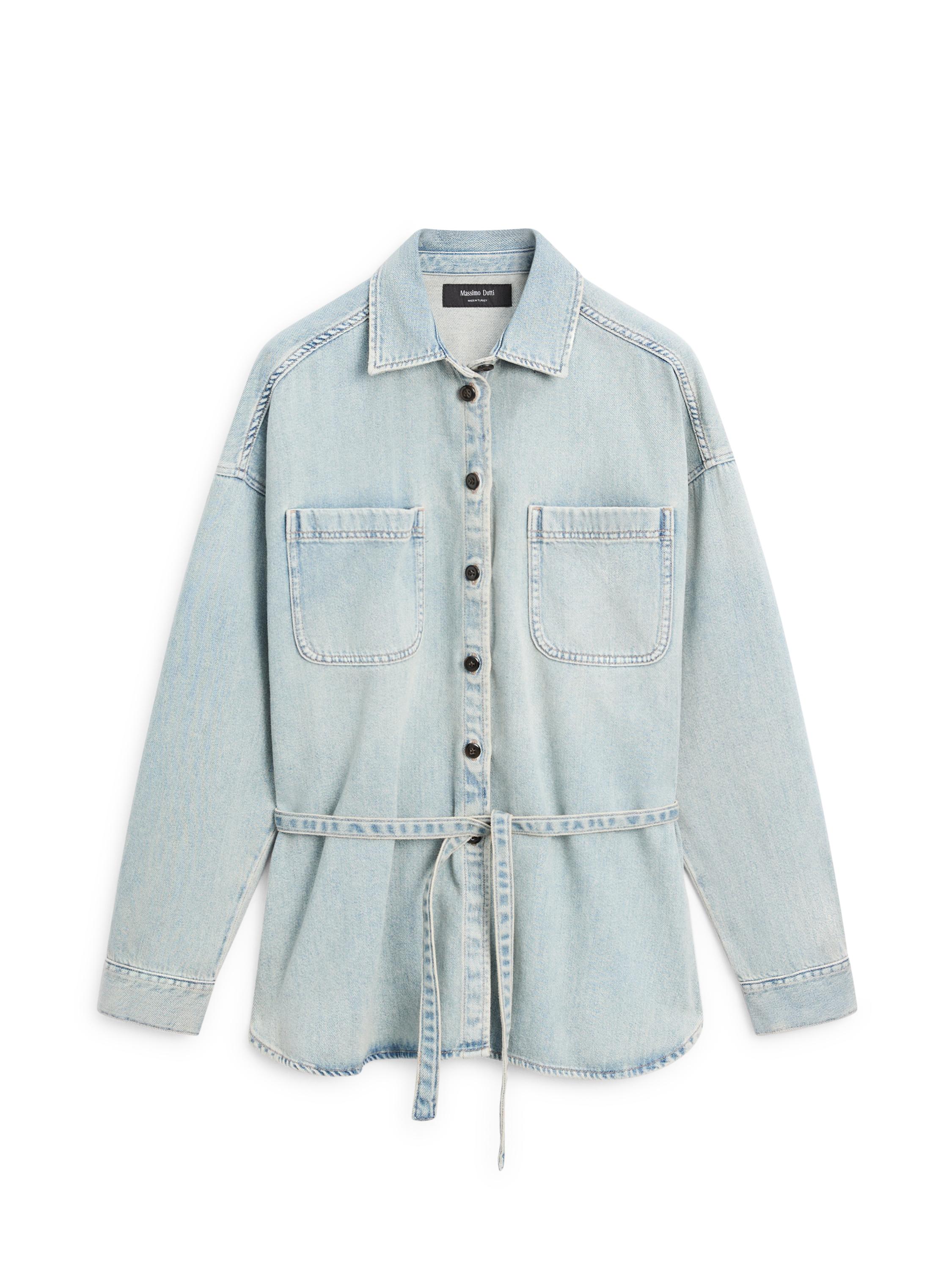 Oversize cepli denim gömlek