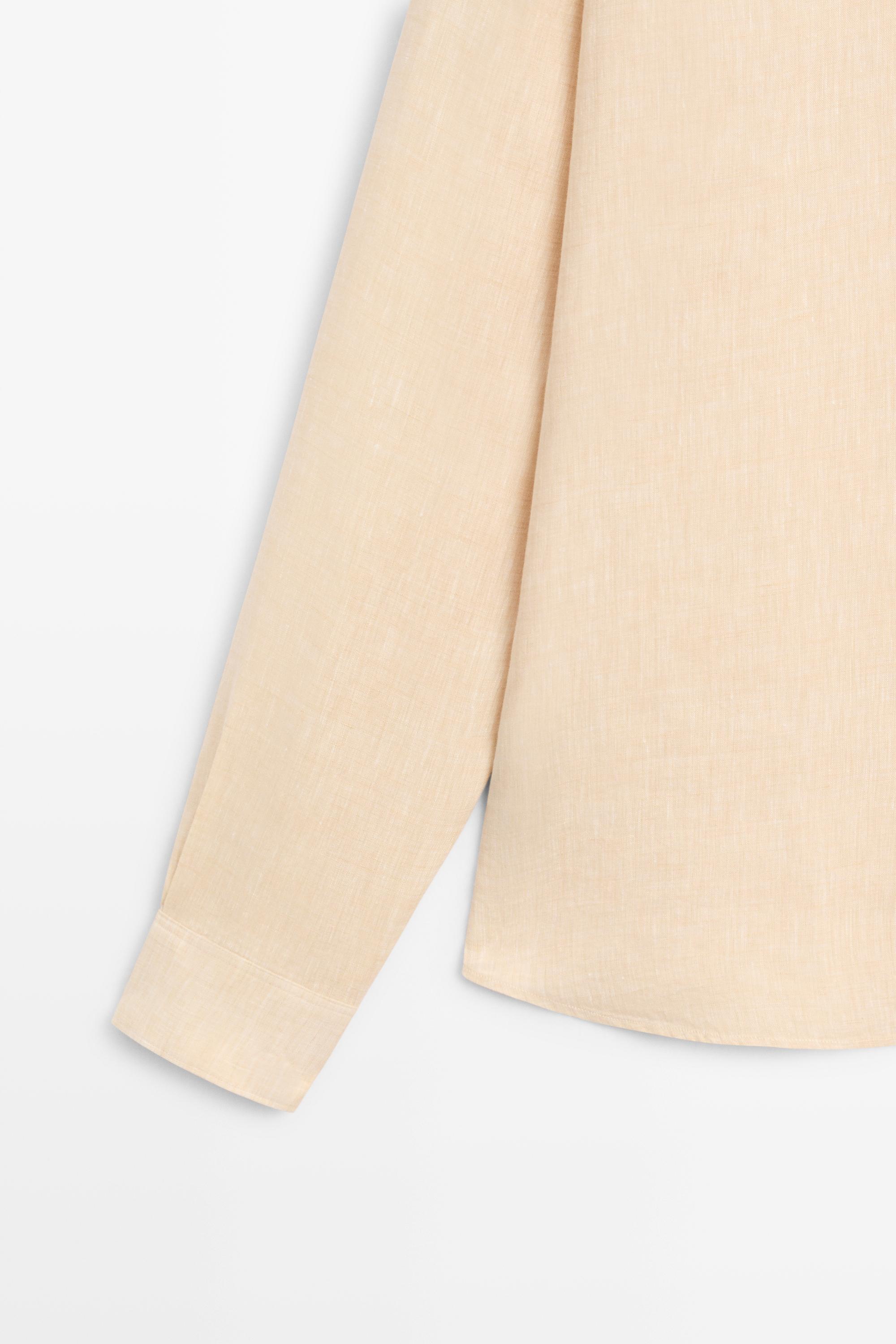 Regular fit 100% linen patch pocket shirt — DARK ORANGE