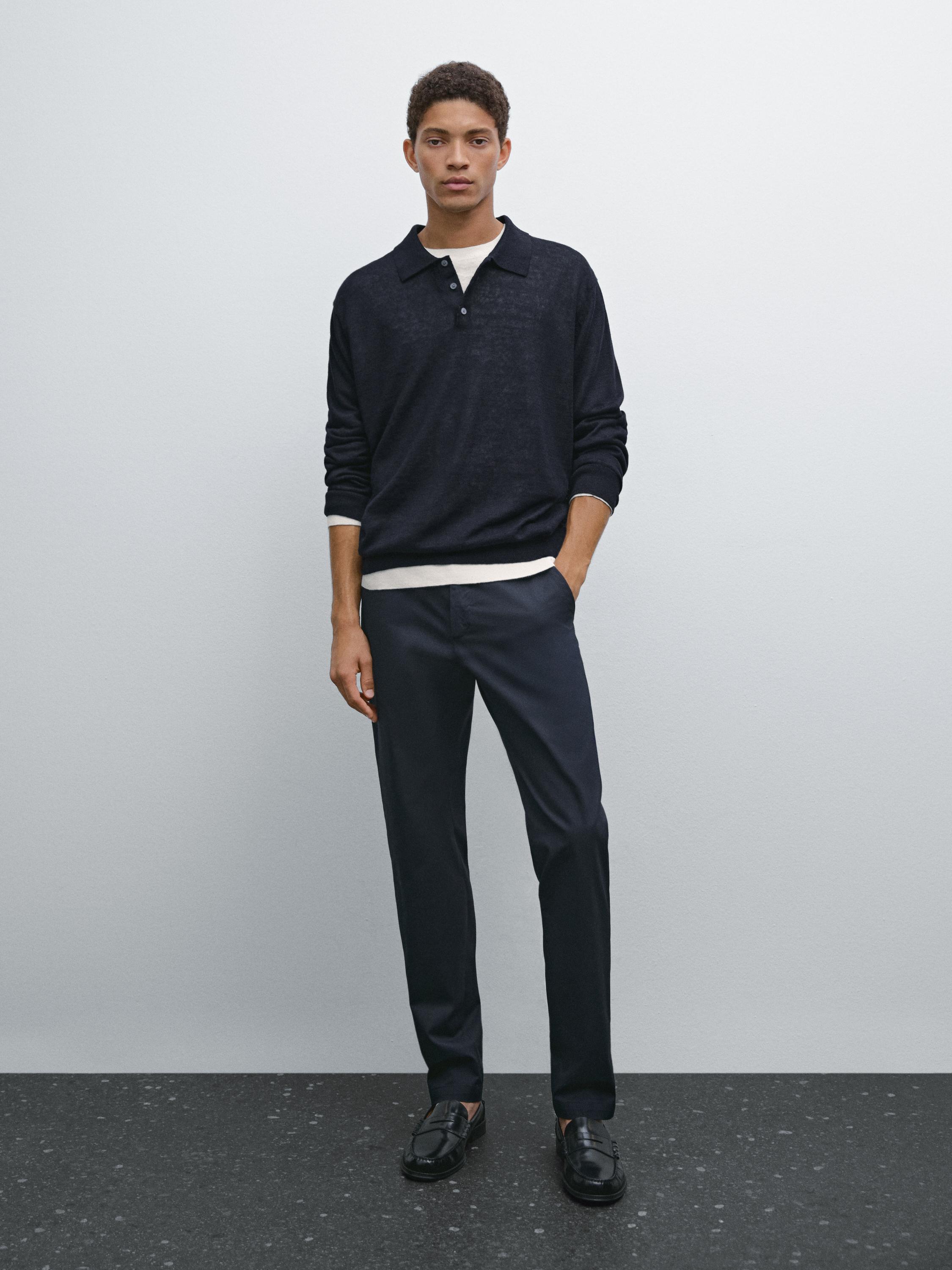 Pantalon slim en coton mélangé