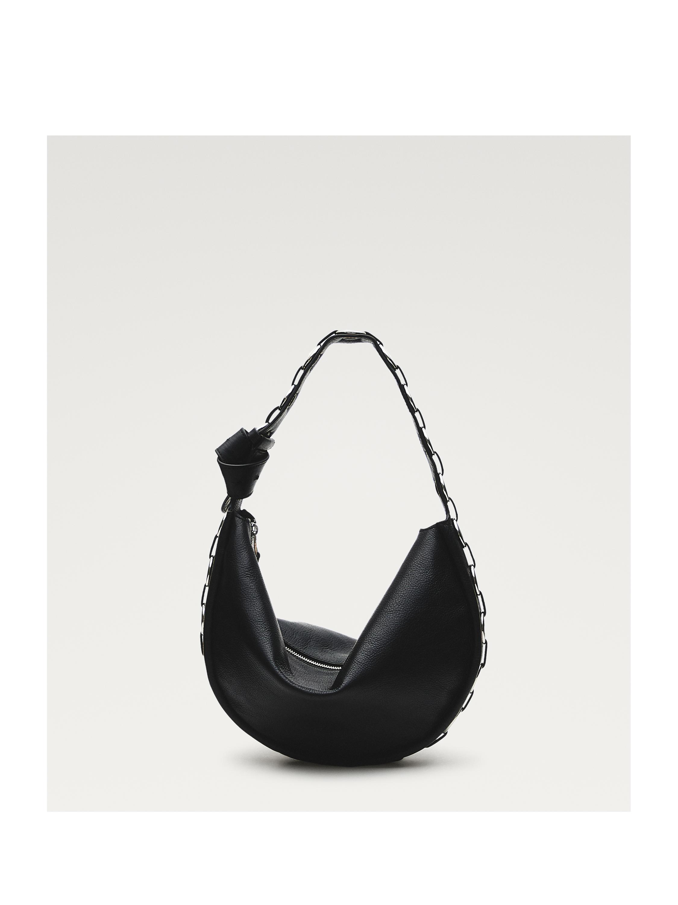 Nappa leather bag with eyelets — BLACK