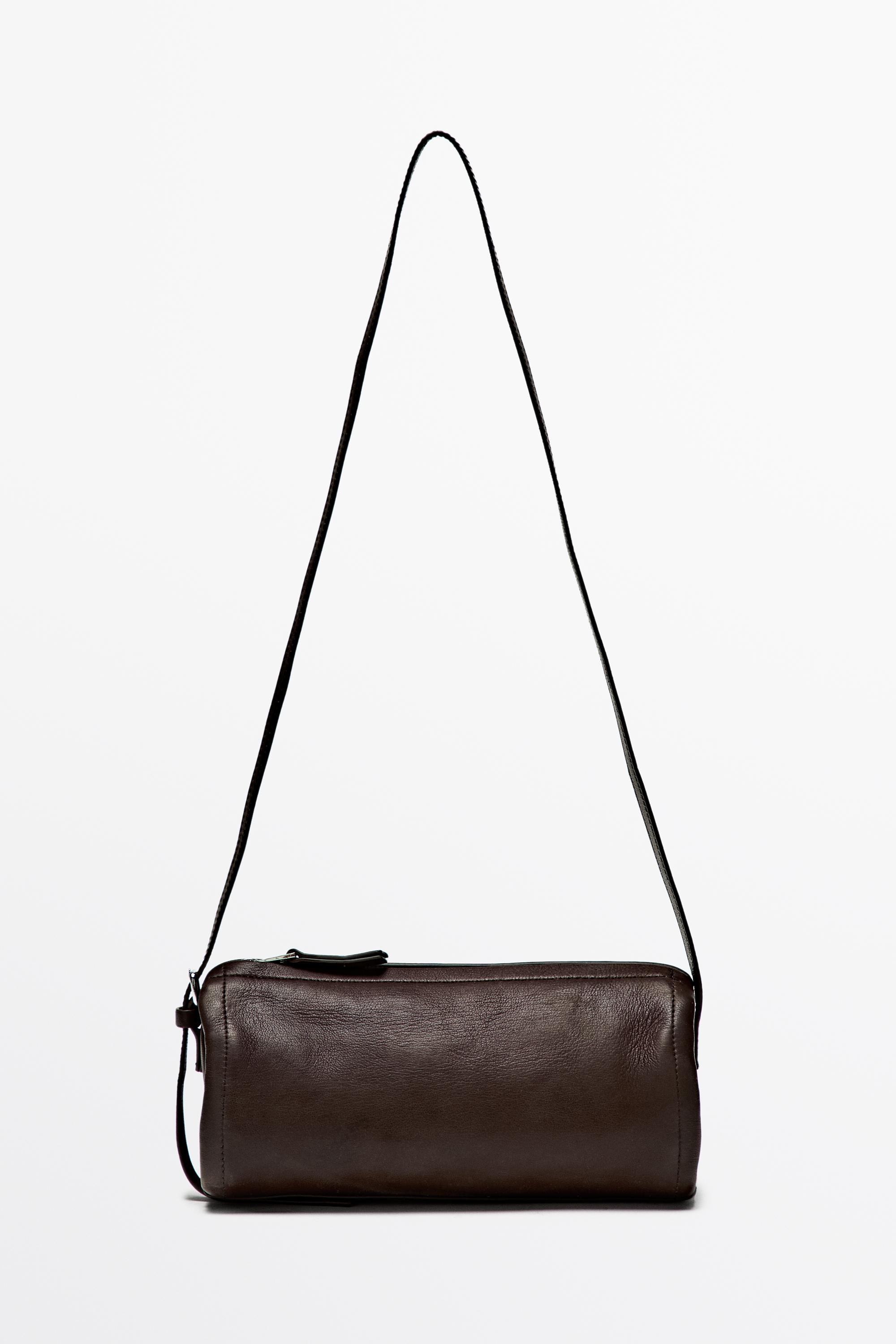 Nappa leather crossbody bag — BROWN