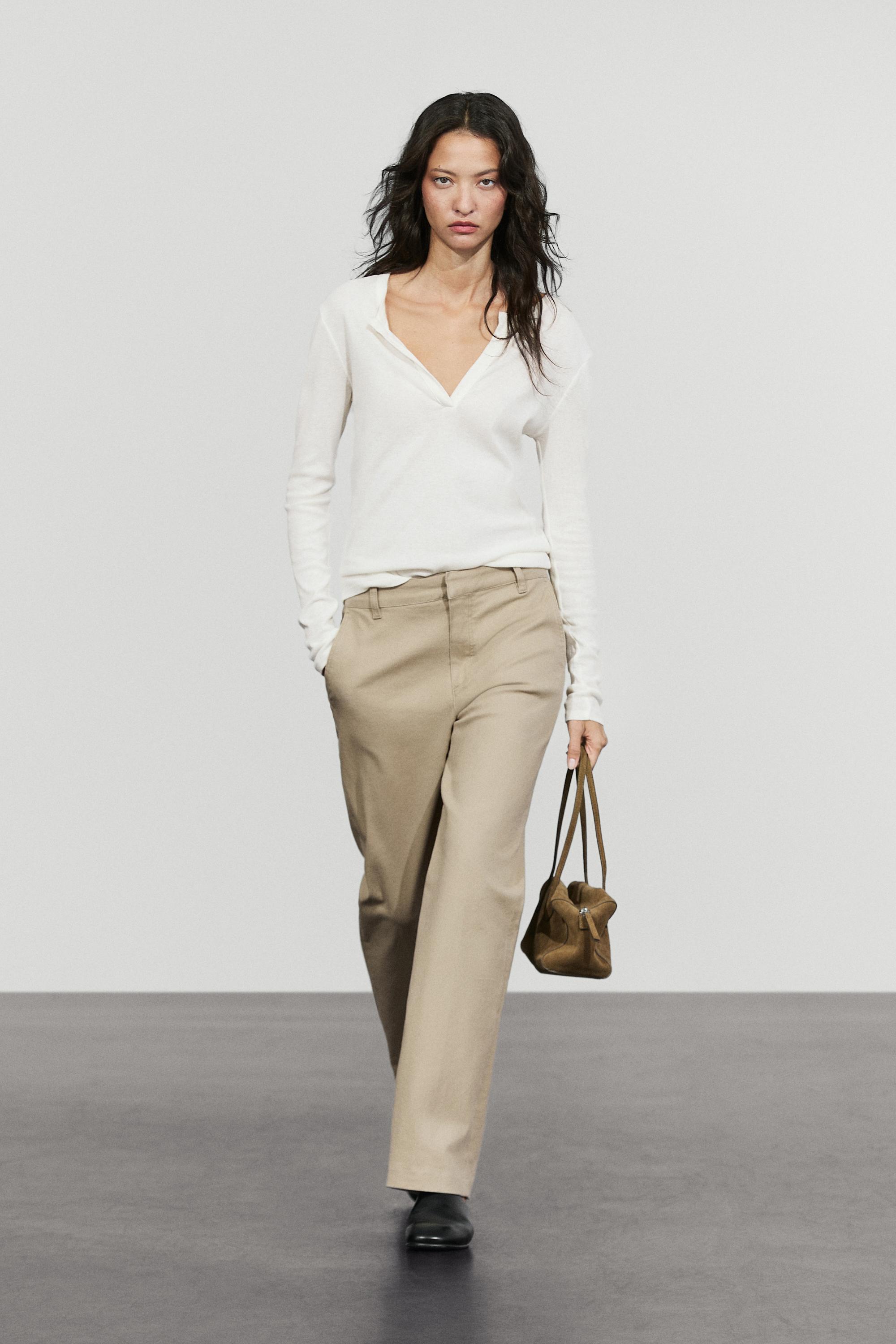 Stretch cotton blend pants