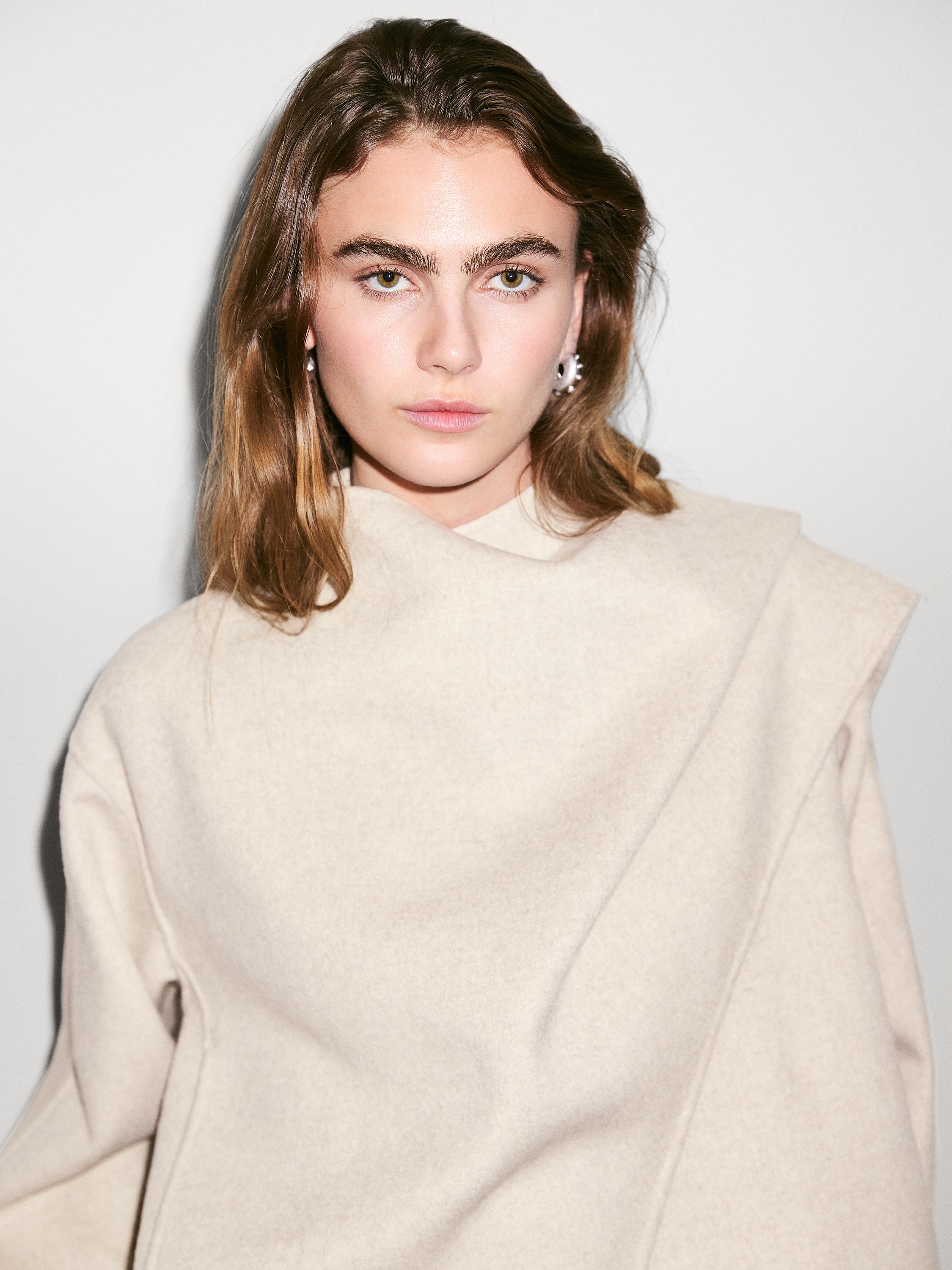 Short coat with scarf detail