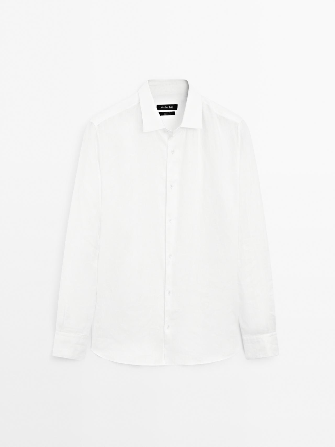 Massimo Dutti - Herre - Let, Regular Fit Skjorte I Twill - Hvid - M