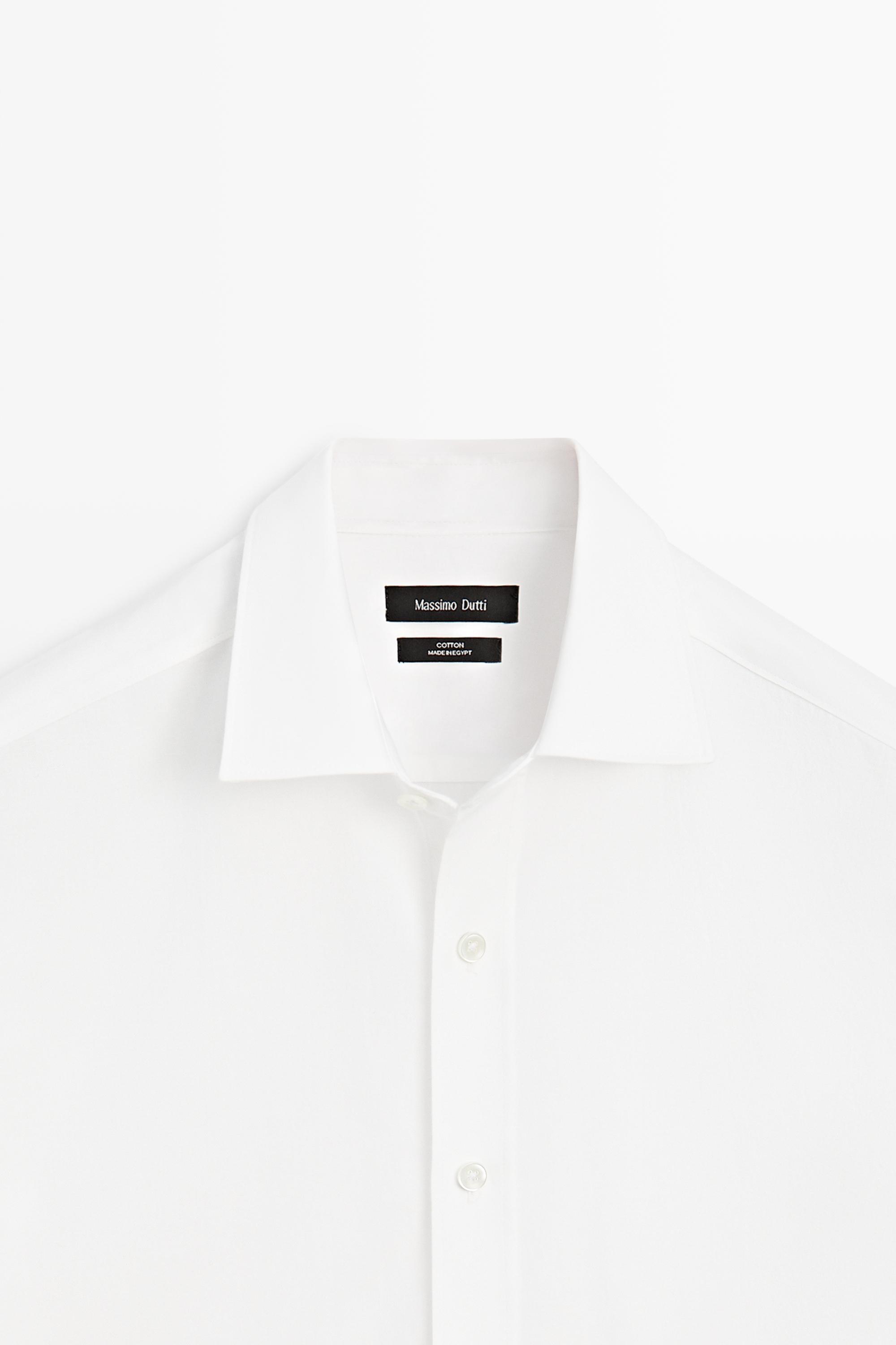 100% cotton melange twill regular fit shirt — WHITE