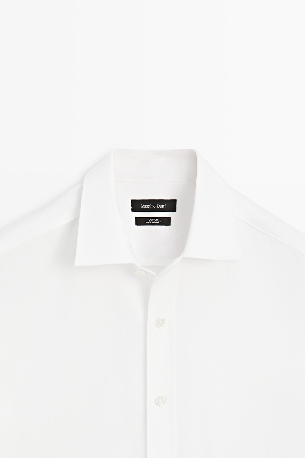 100% cotton regular fit melange twill shirt — WHITE