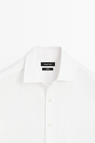 100% cotton regular fit melange twill shirt — WHITE 9
