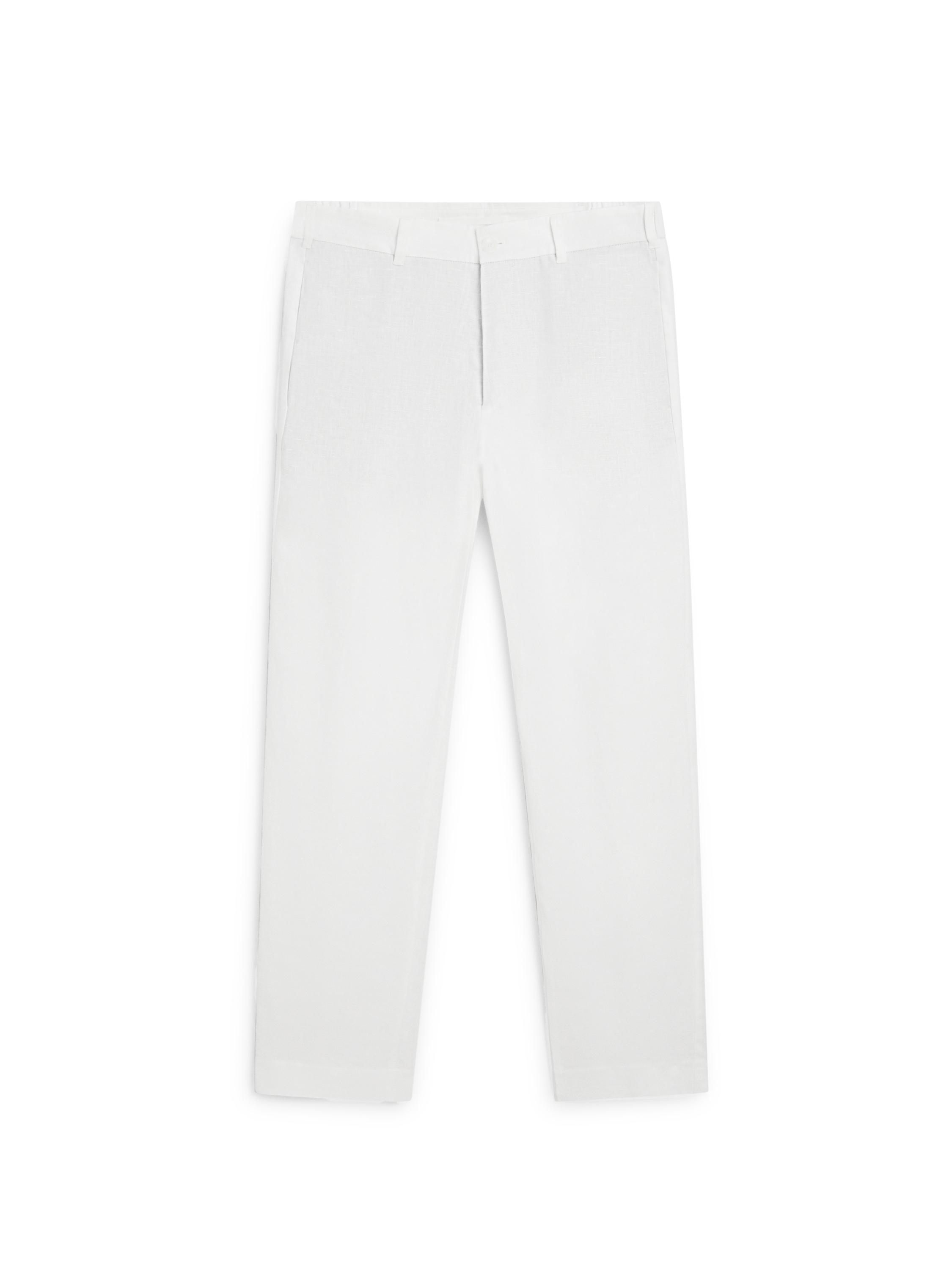 Tapered fit linen pants — WHITE
